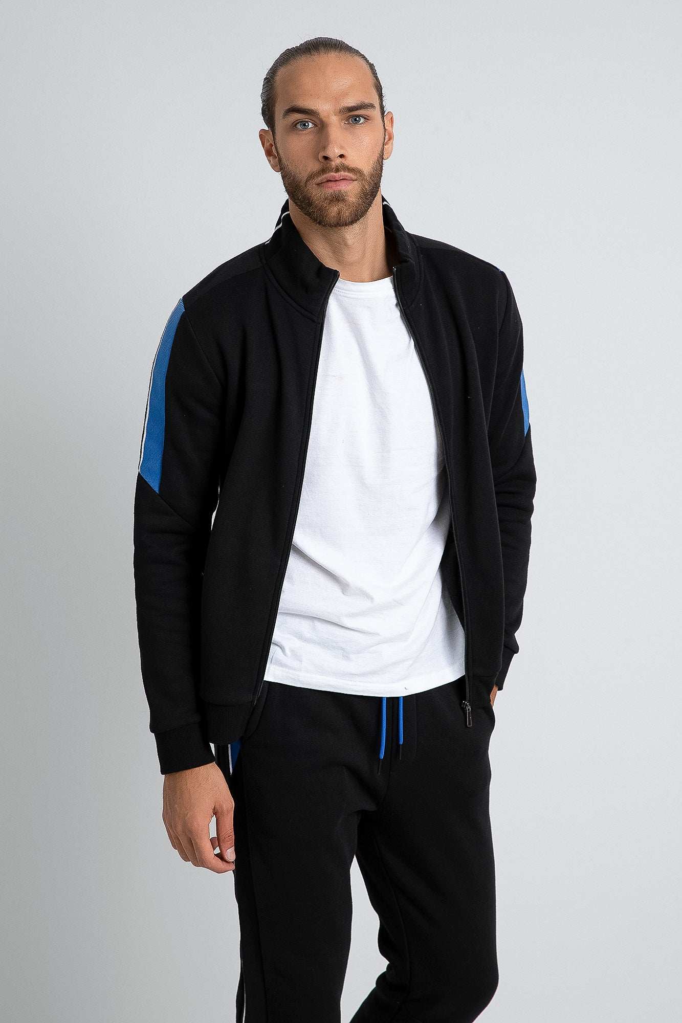 Men Regular Fit Sweat Jacket - Black