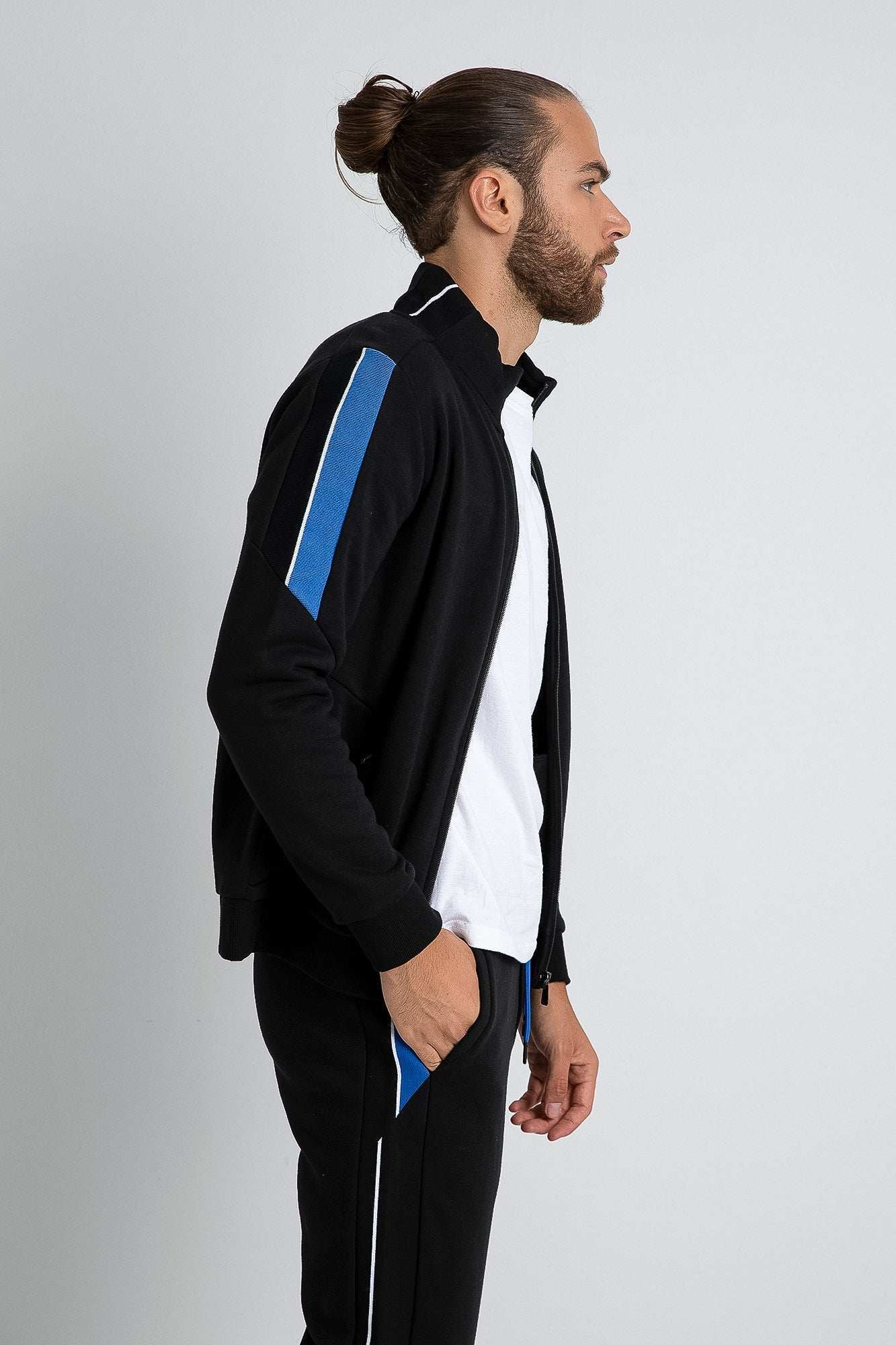 Men Regular Fit Sweat Jacket - Black