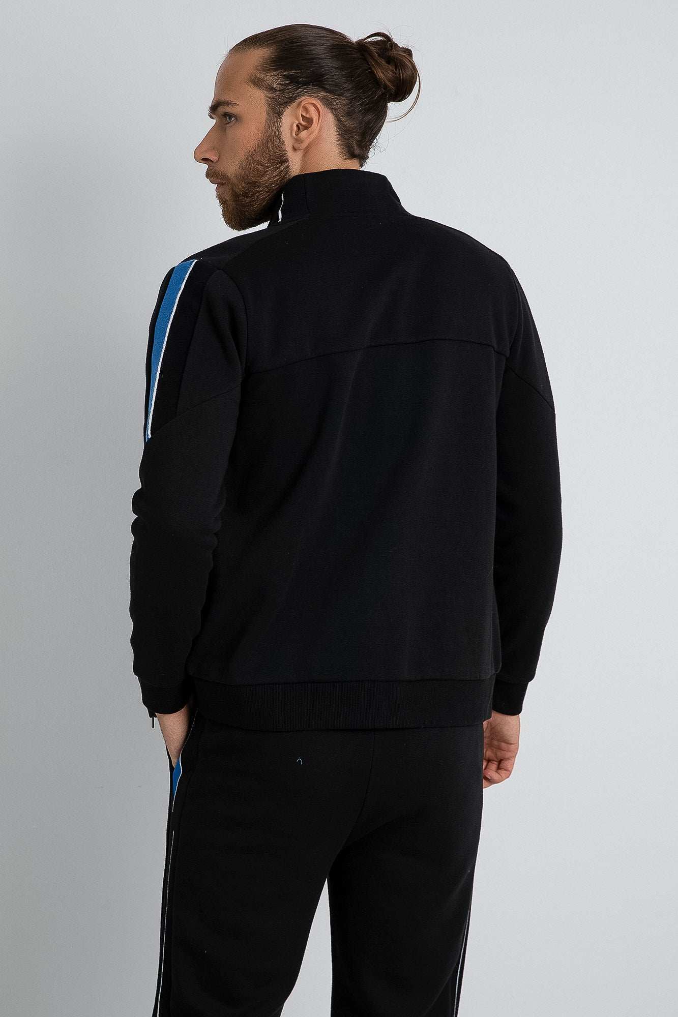 Men Regular Fit Sweat Jacket - Black