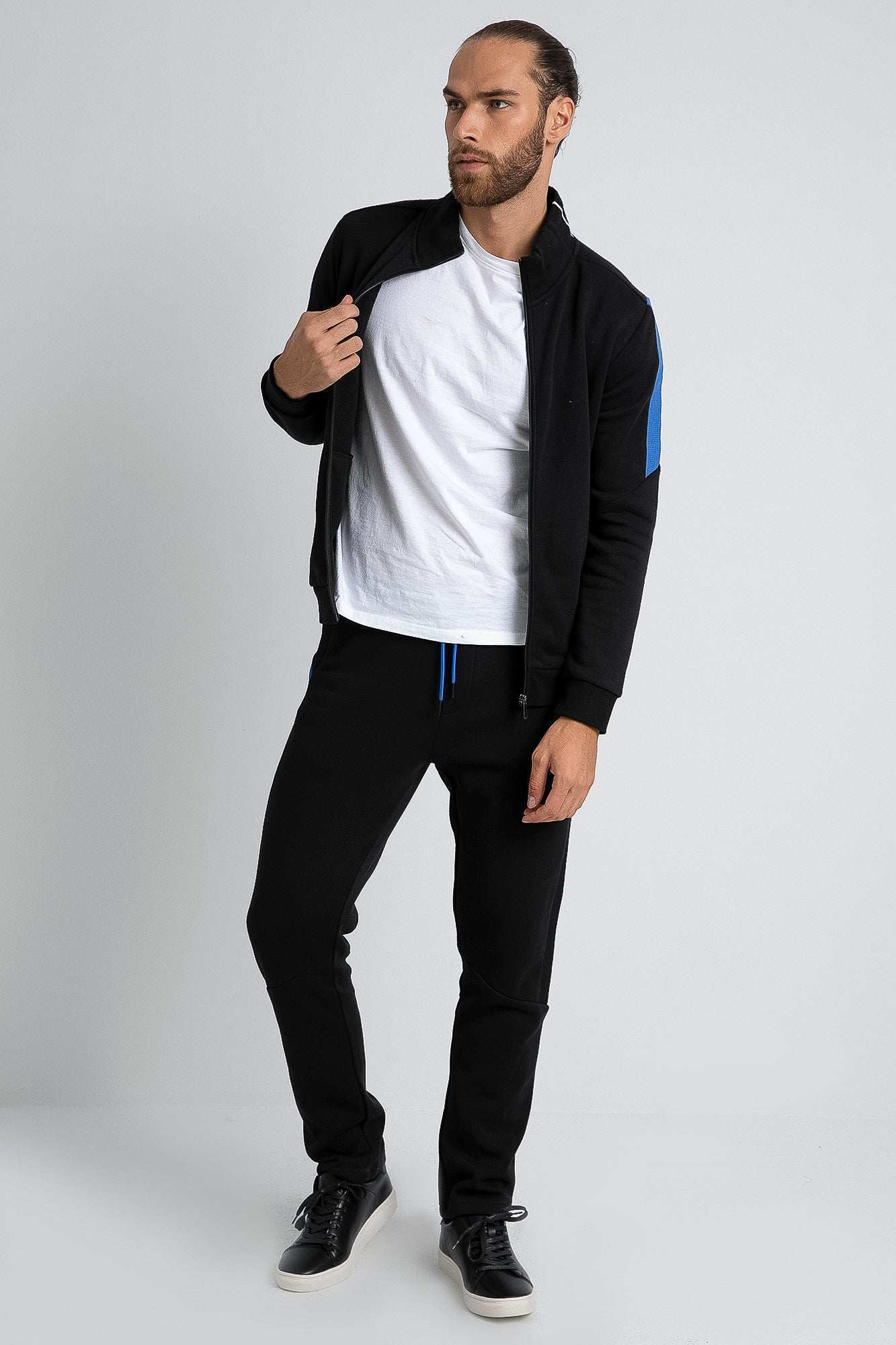 Men Regular Fit Sweat Jacket - Black