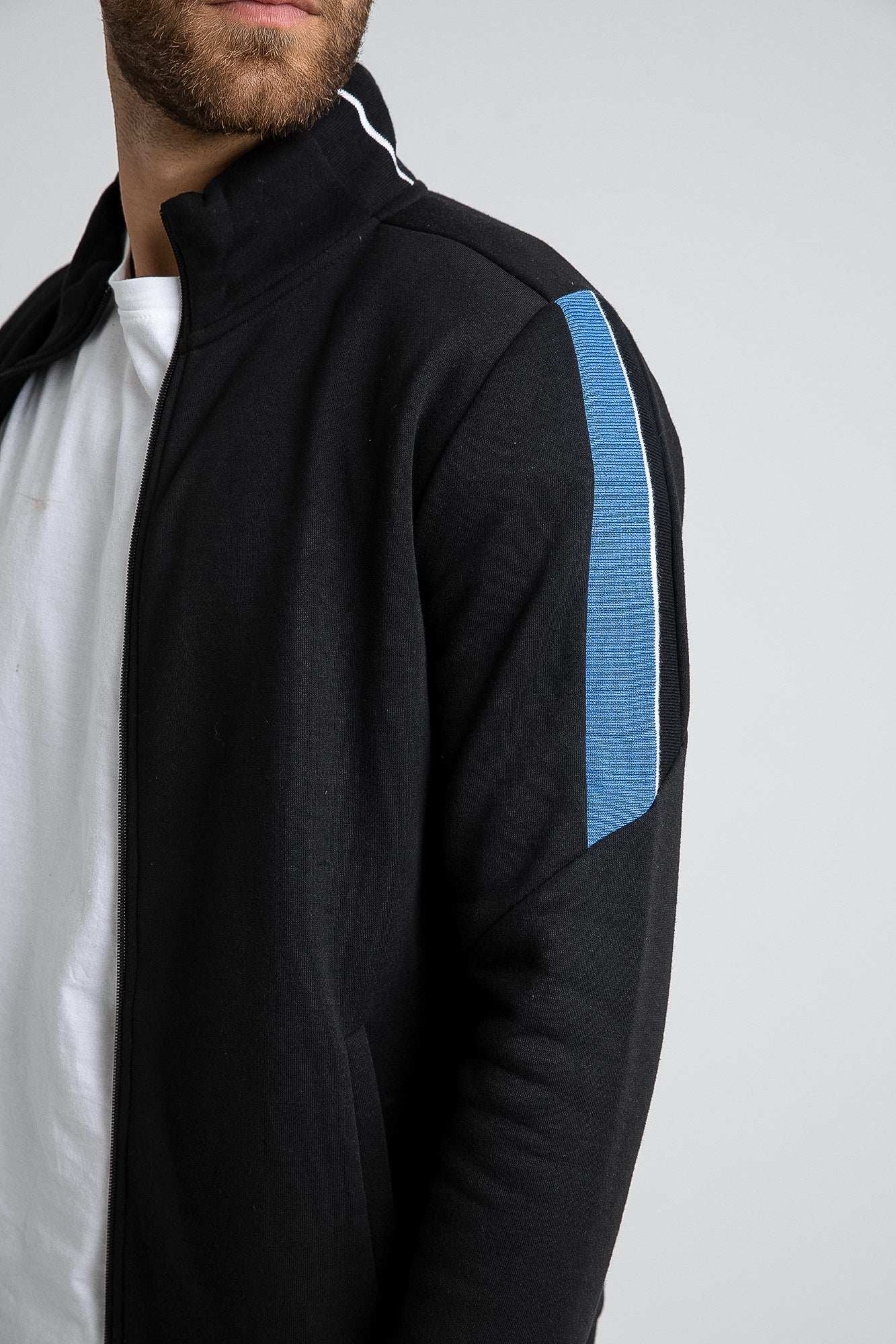 Men Regular Fit Sweat Jacket - Black