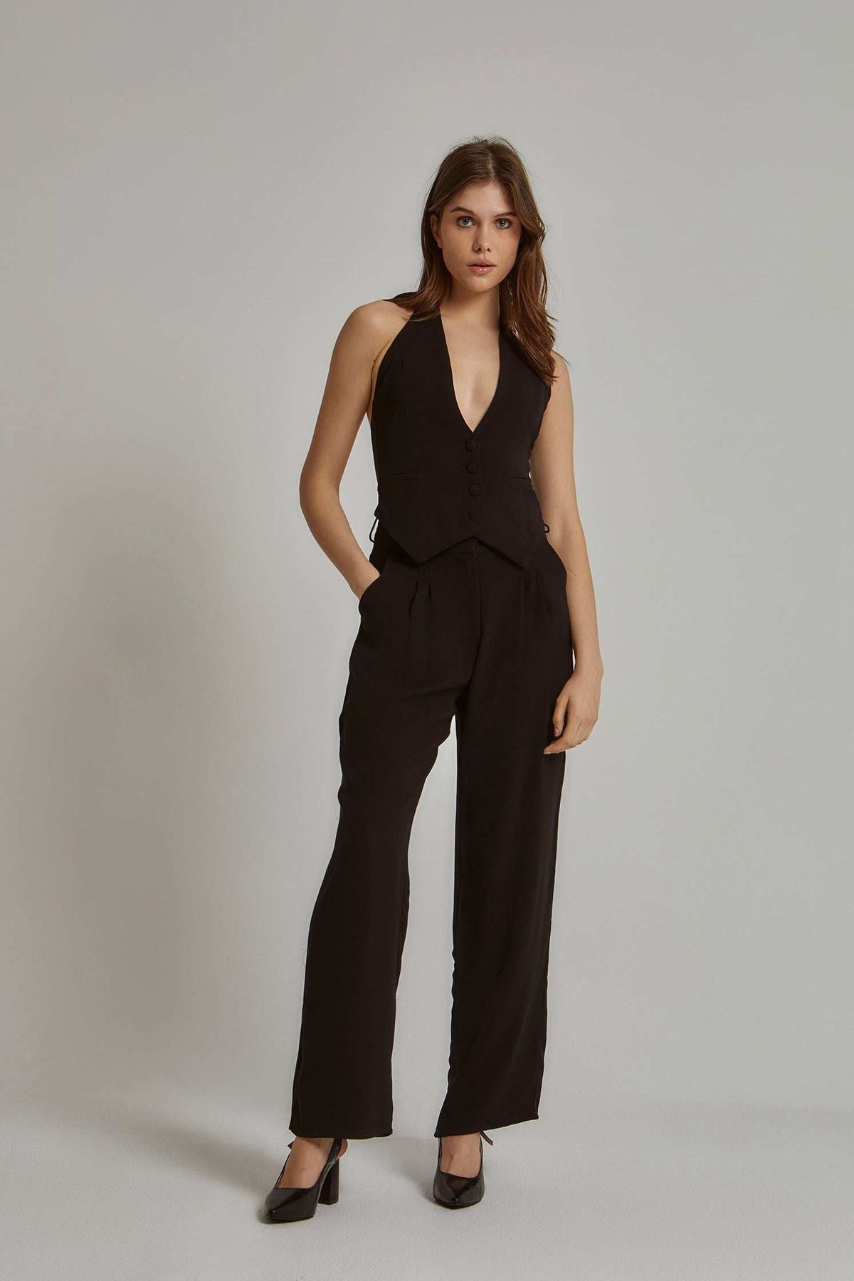 Women Regular Fit Vest - Black