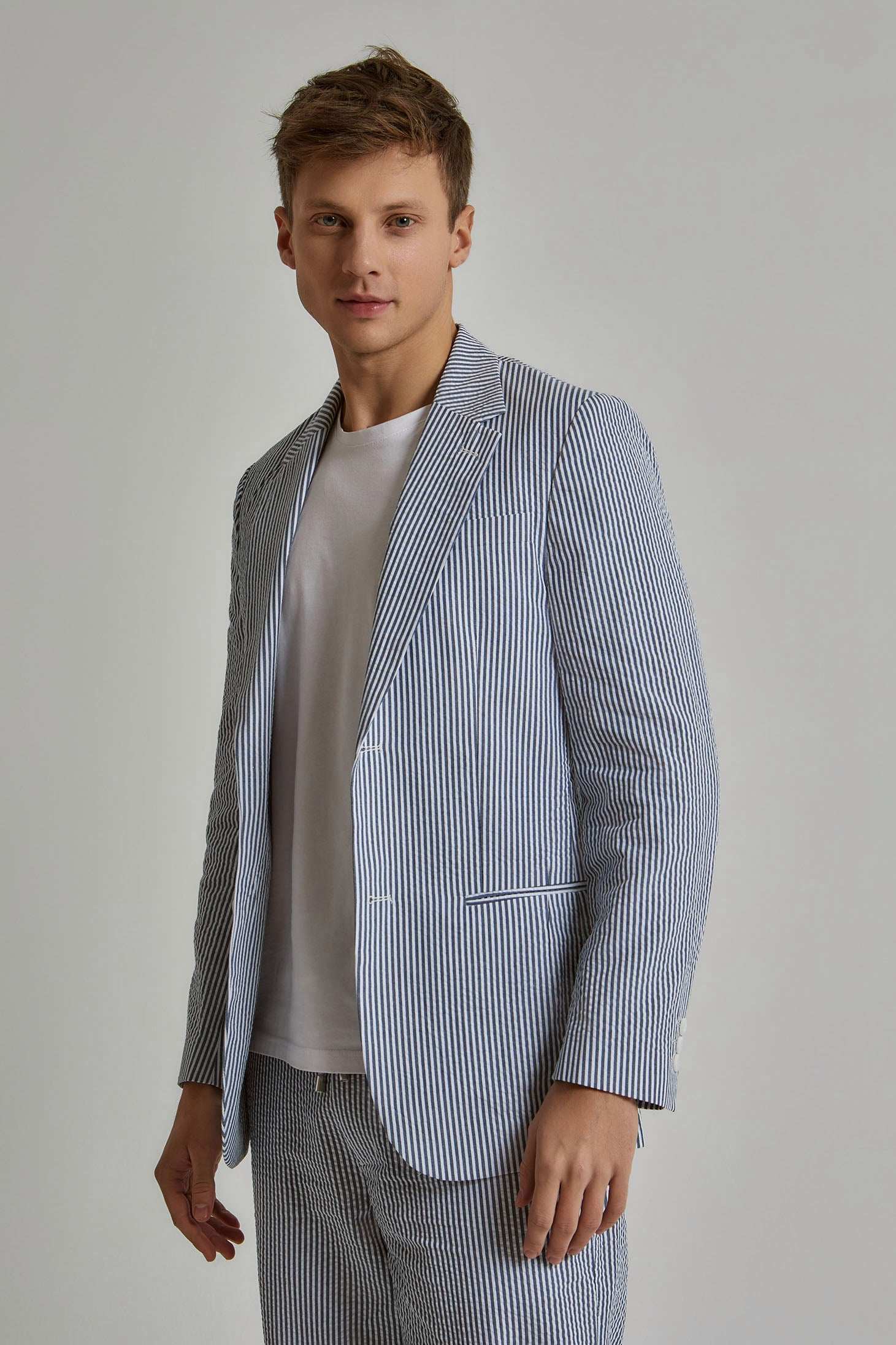 Men Slim Fit Blazer - White/ Multicolorcolor