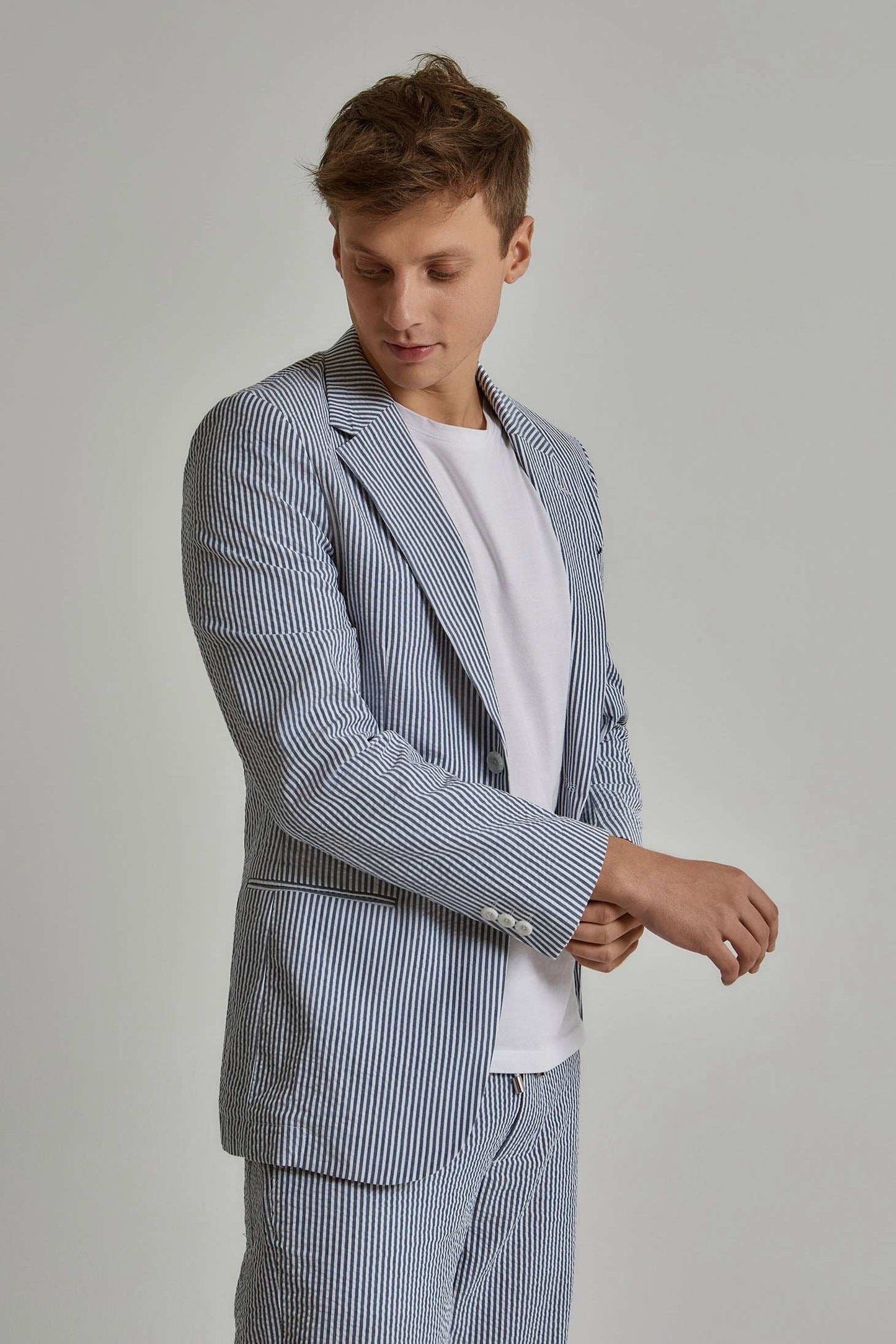 Men Slim Fit Blazer - White/ Multicolorcolor