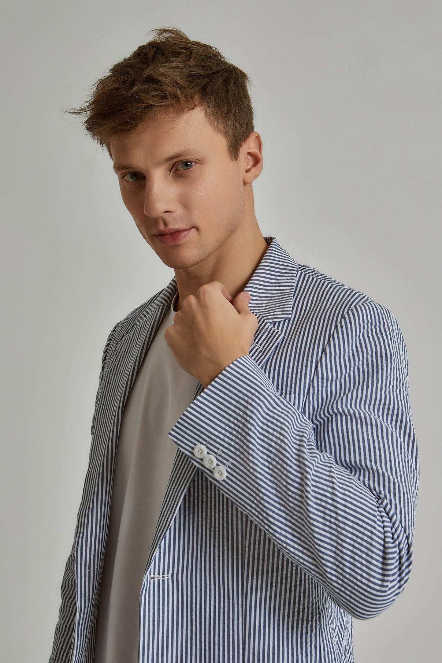 Men Slim Fit Blazer - White/ Multicolorcolor