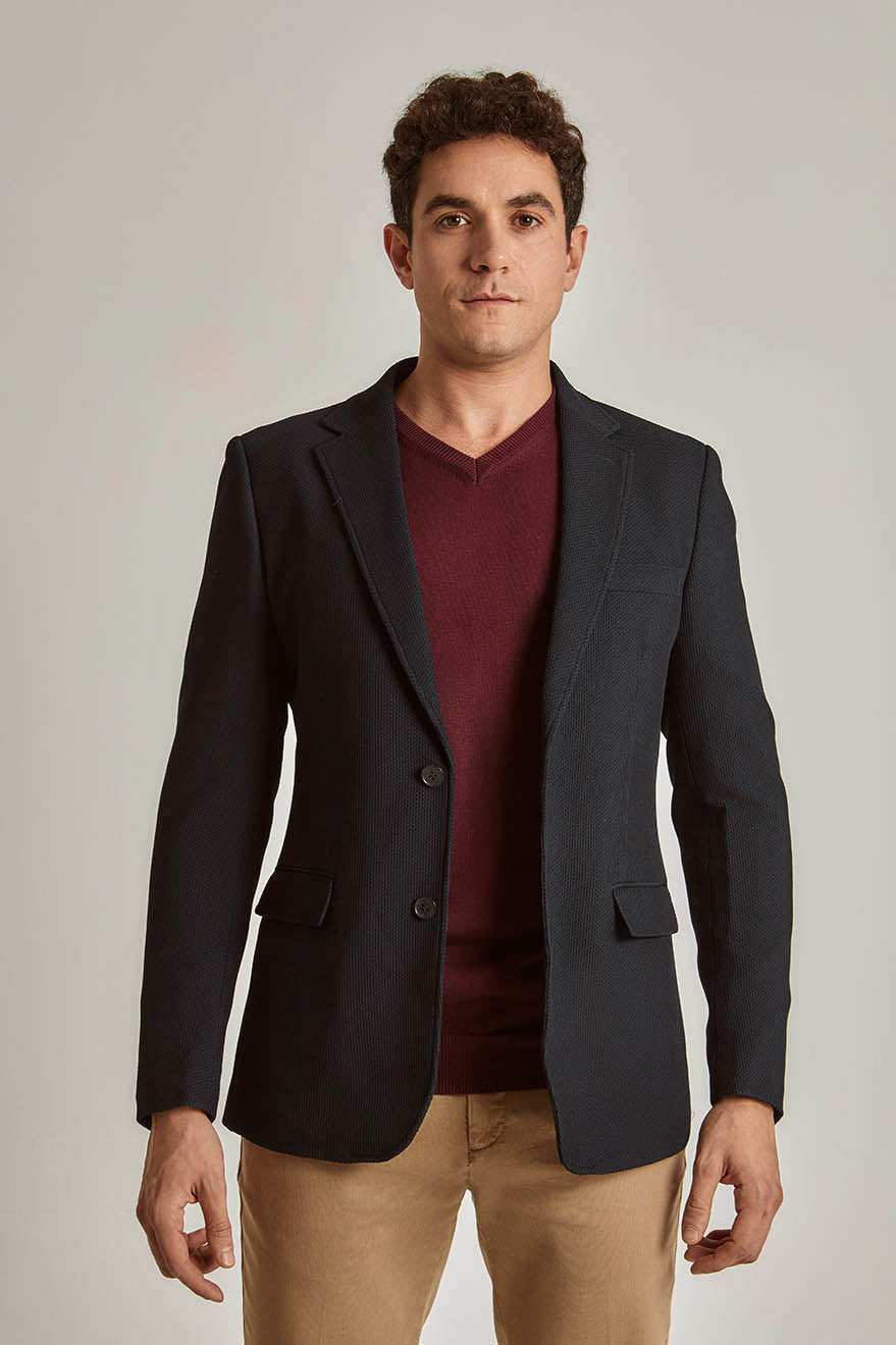 Men Slim Fit Blazer - Navy