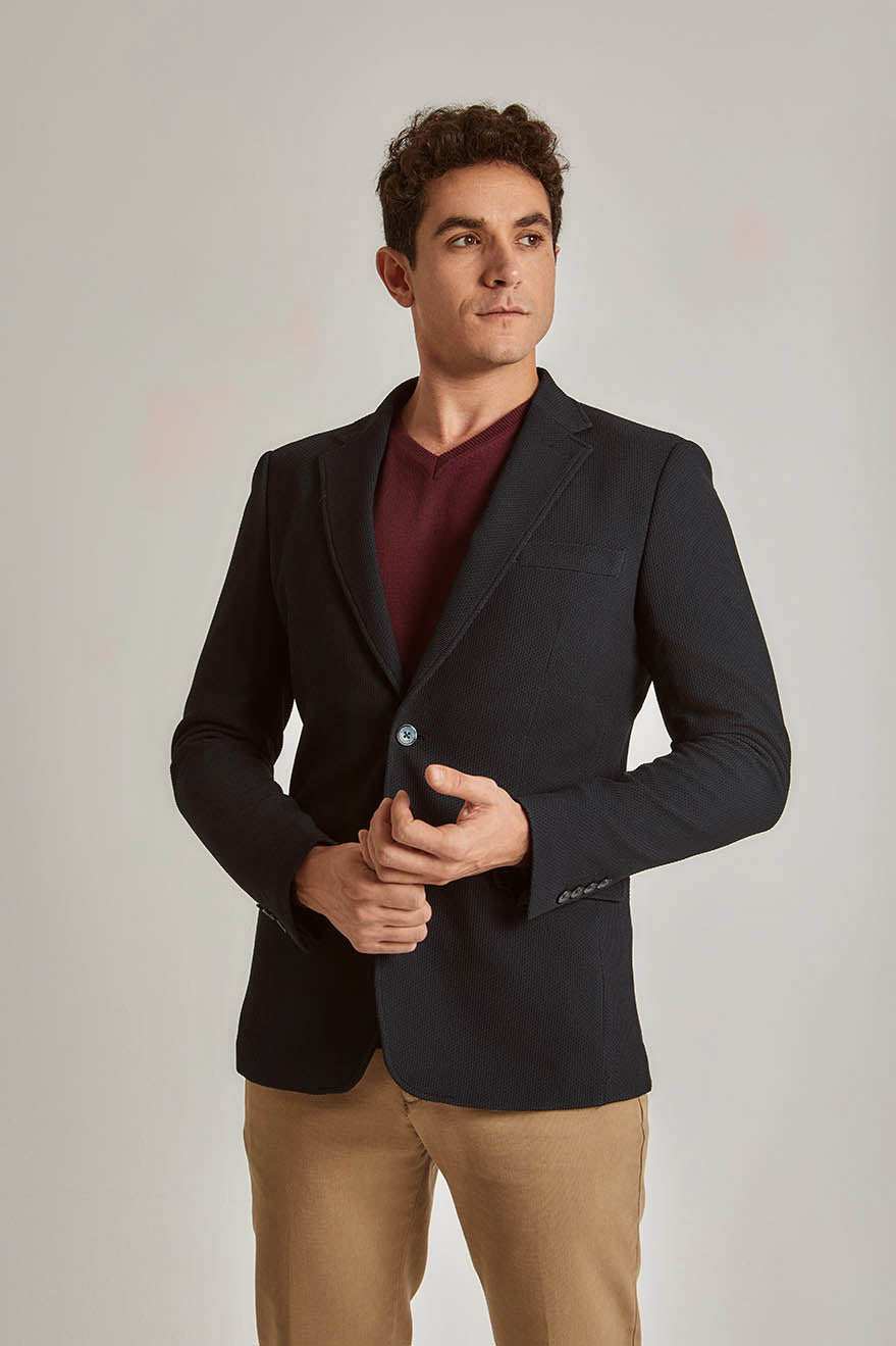 Men Slim Fit Blazer - Navy