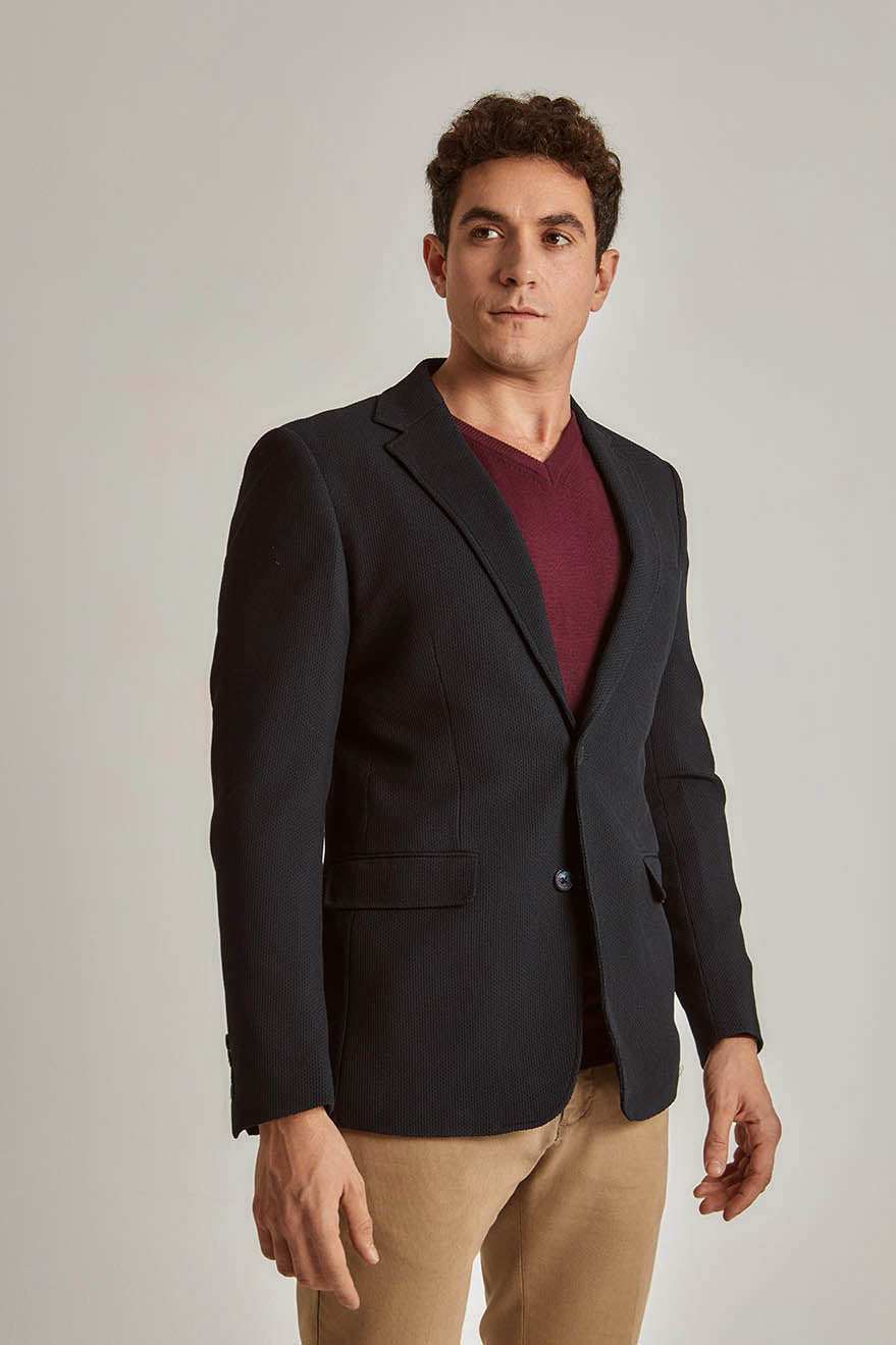Men Slim Fit Blazer - Navy