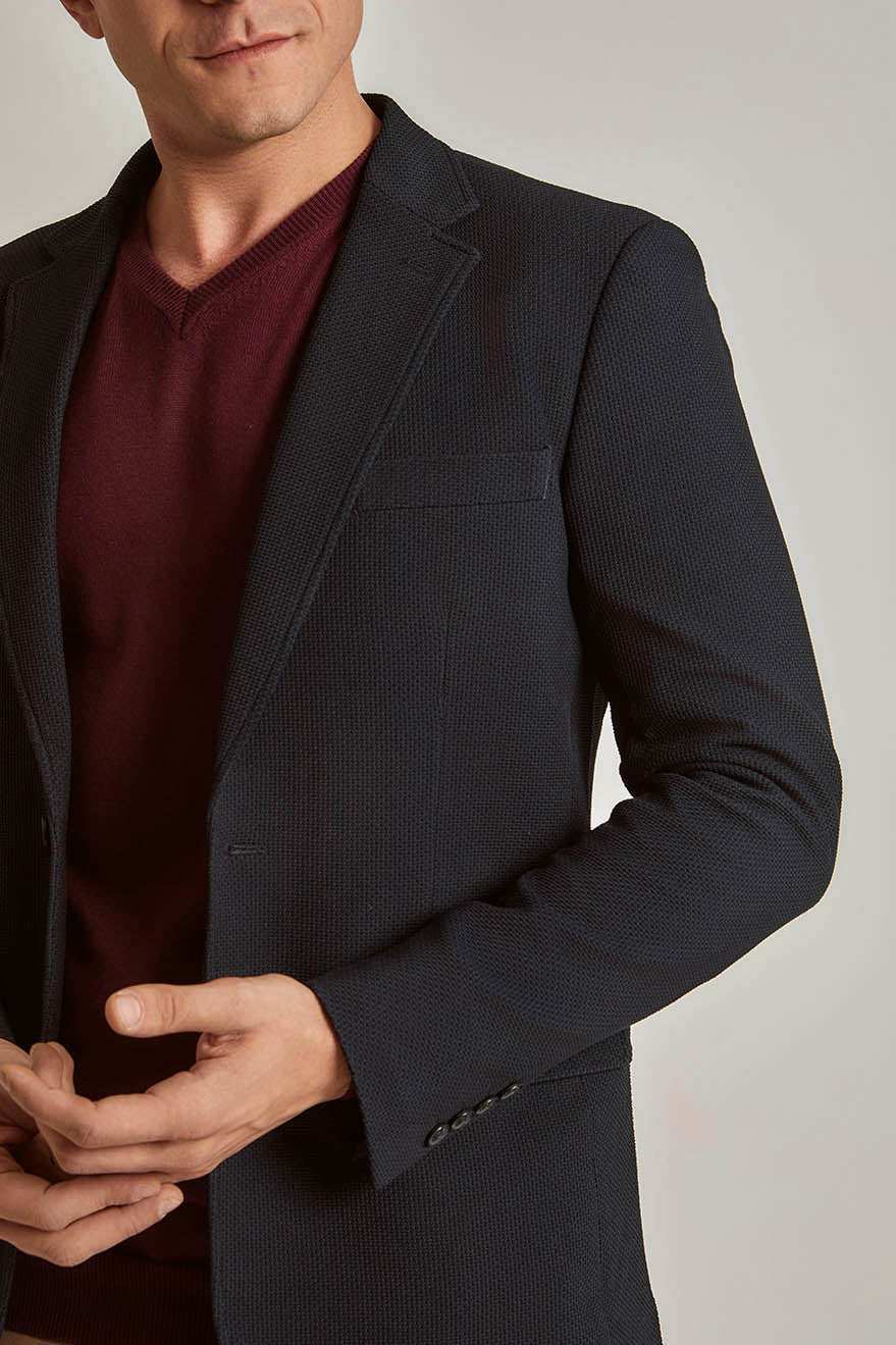 Men Slim Fit Blazer - Navy