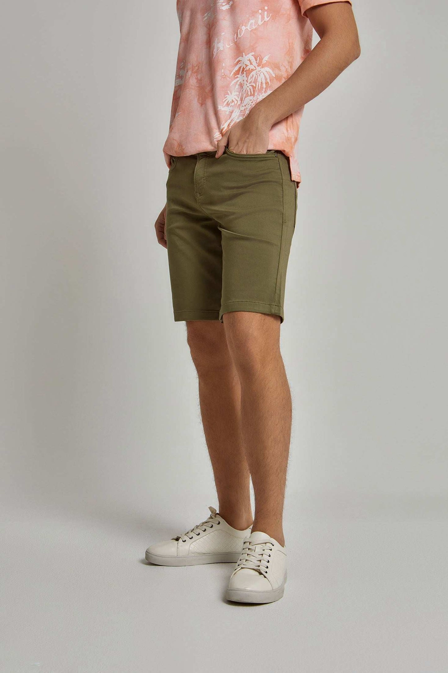 Men Slim Fit Shorts - Green