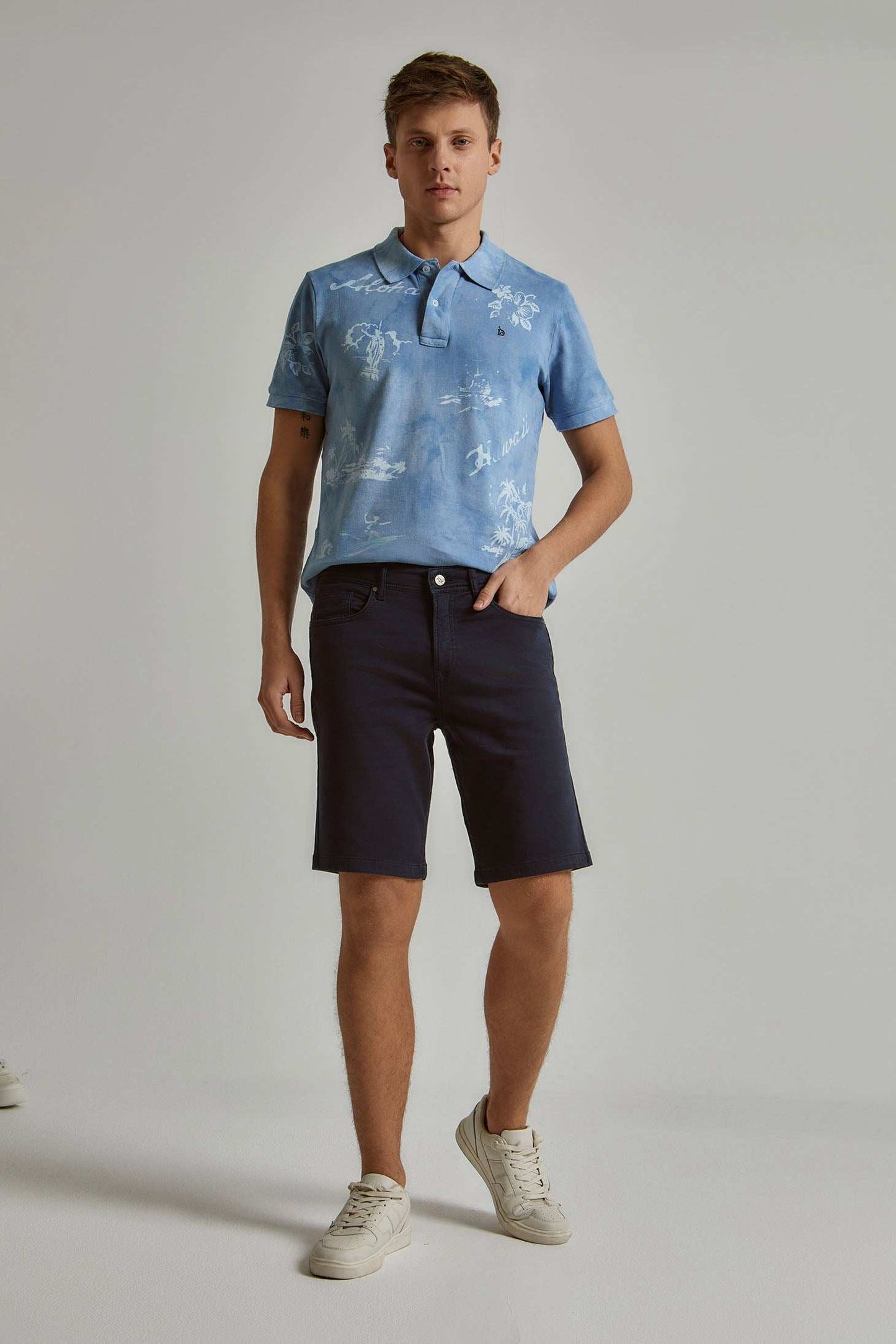 Men Slim Fit Shorts - Navy