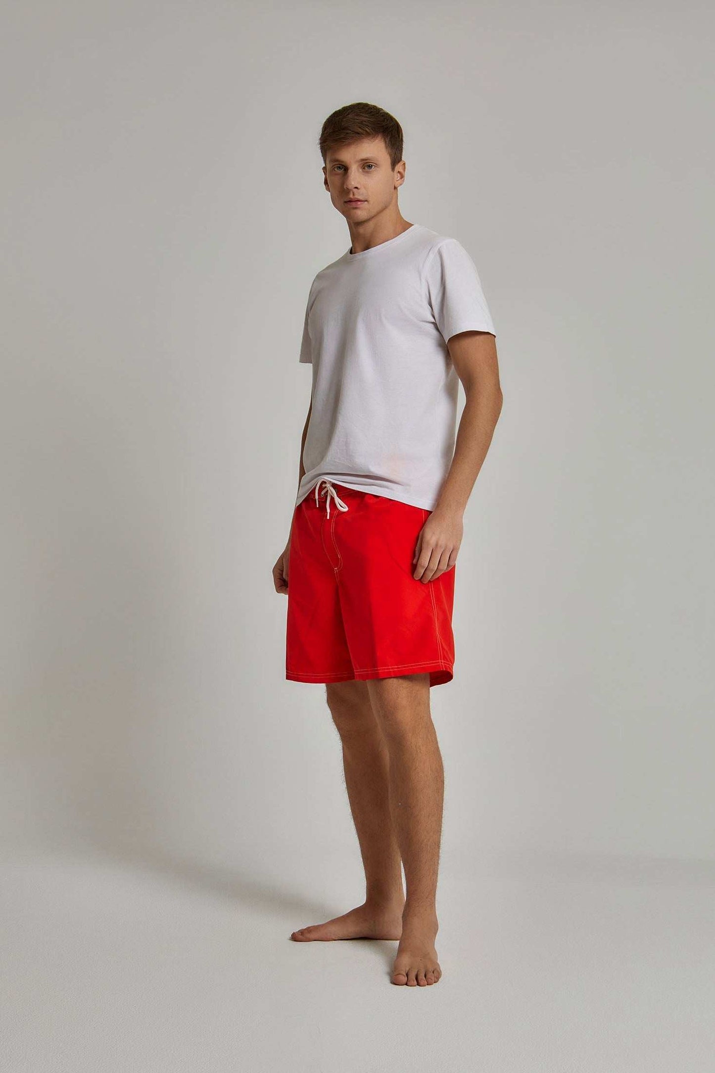Men Regular Fit Swimming Short - Red