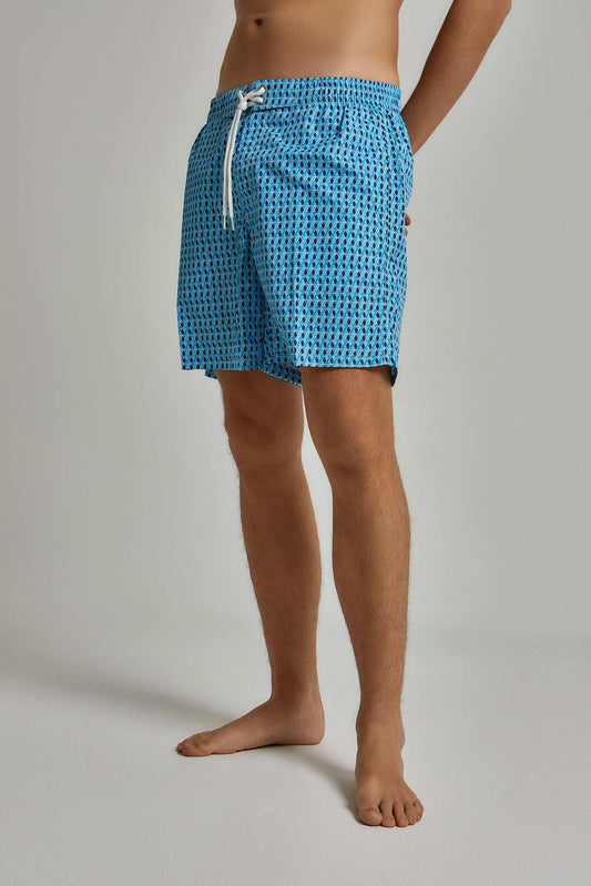 Men Regular Fit Swimming Short - Blue