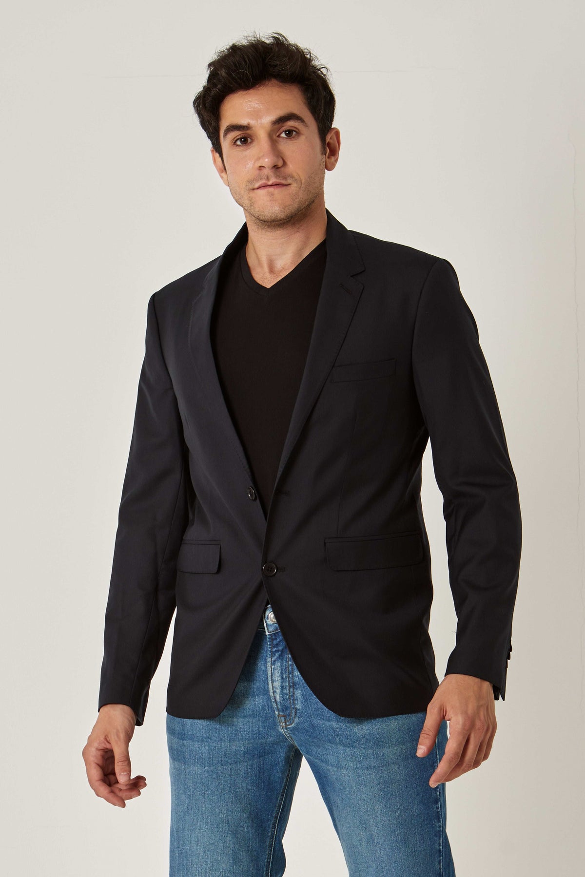 Men Slim Fit Blazer - Black