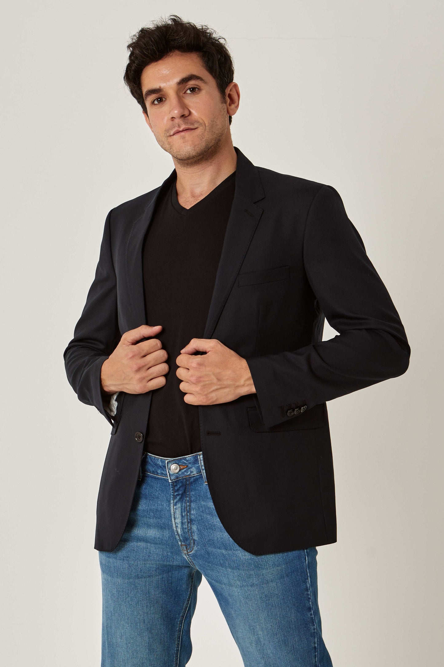 Men Slim Fit Blazer - Black