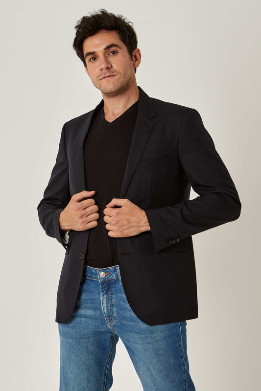 Men Slim Fit Blazer - Black