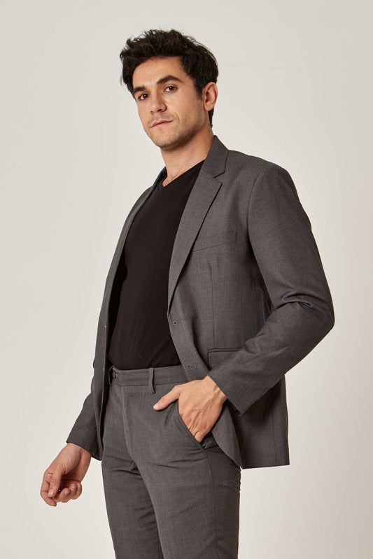 Men Slim Fit Blazer - Grey