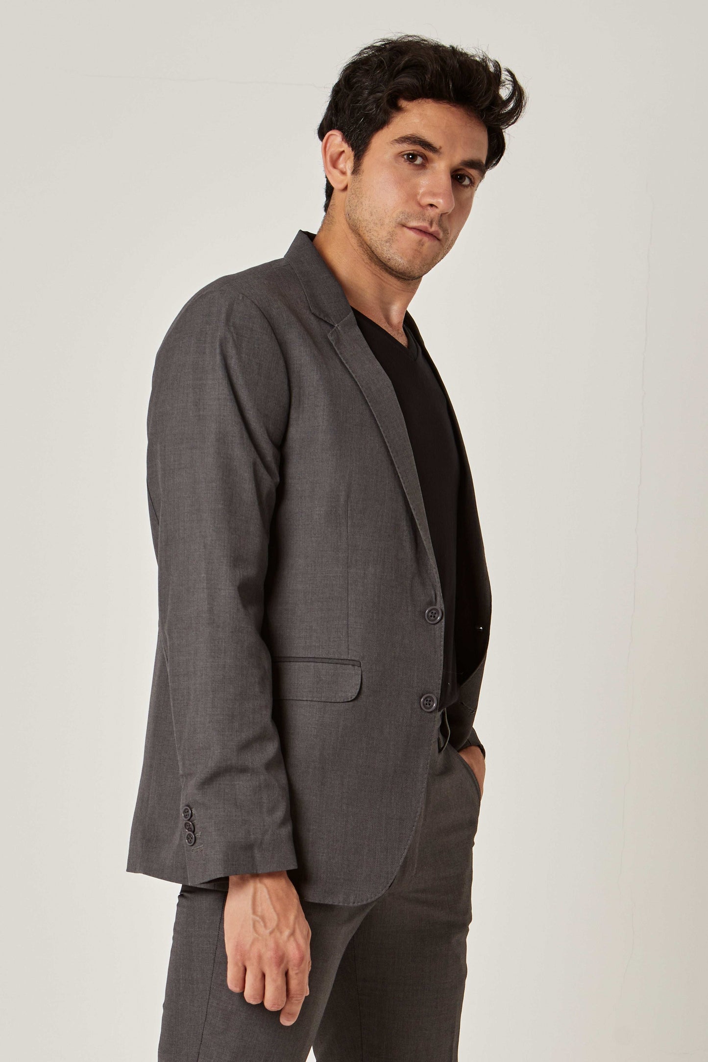 Men Slim Fit Blazer - Grey