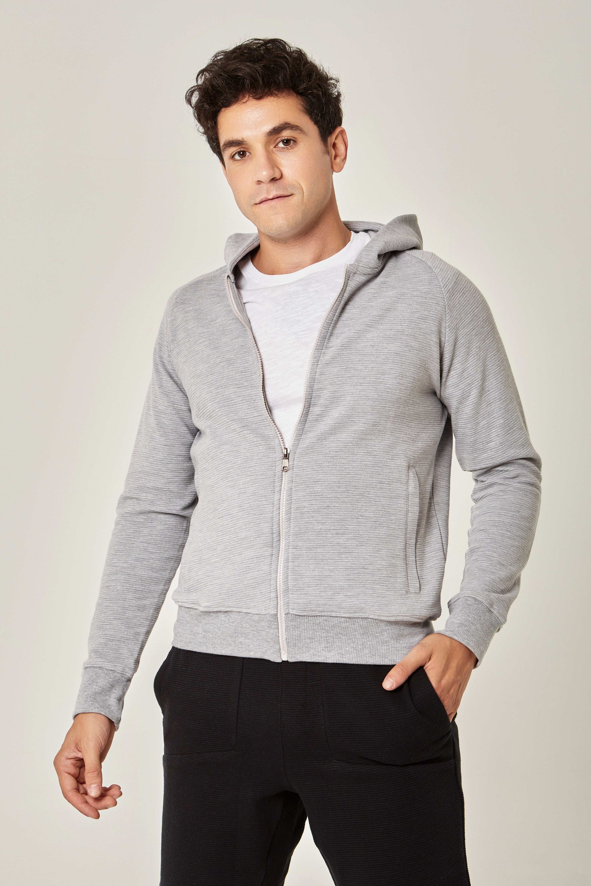 Men Regular Fit Sweat Jacket - Grey