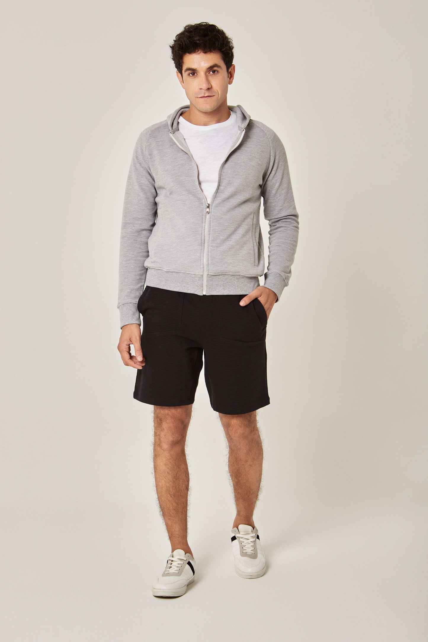 Men Regular Fit Sweat Jacket - Grey