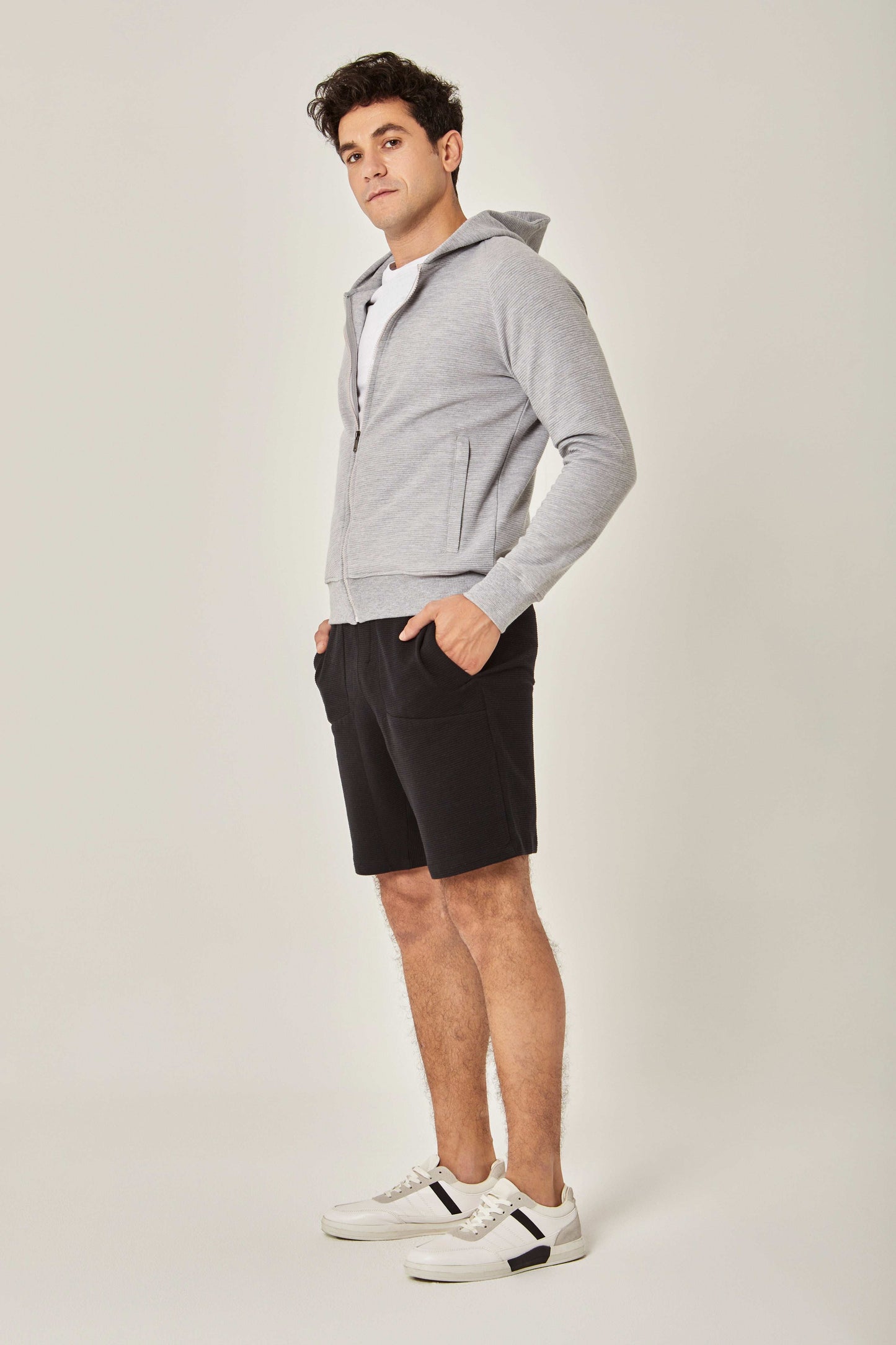 Men Regular Fit Sweat Jacket - Grey