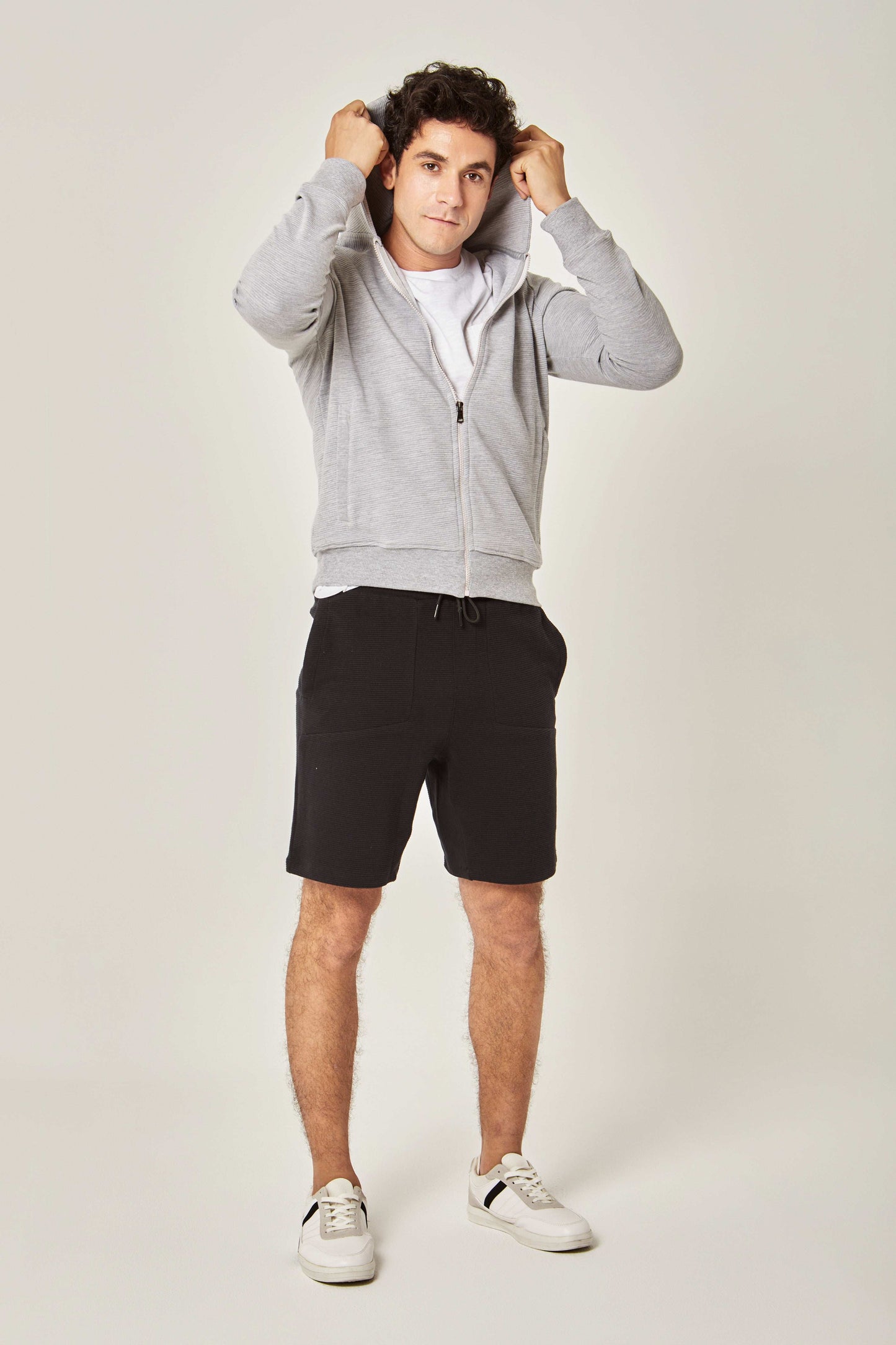 Men Regular Fit Sweat Jacket - Grey