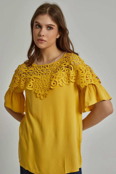 Women Regular Fit Blouse - Yellow