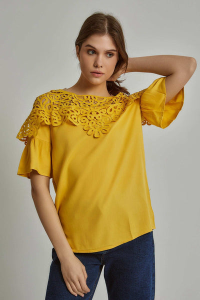 Women Regular Fit Blouse - Yellow