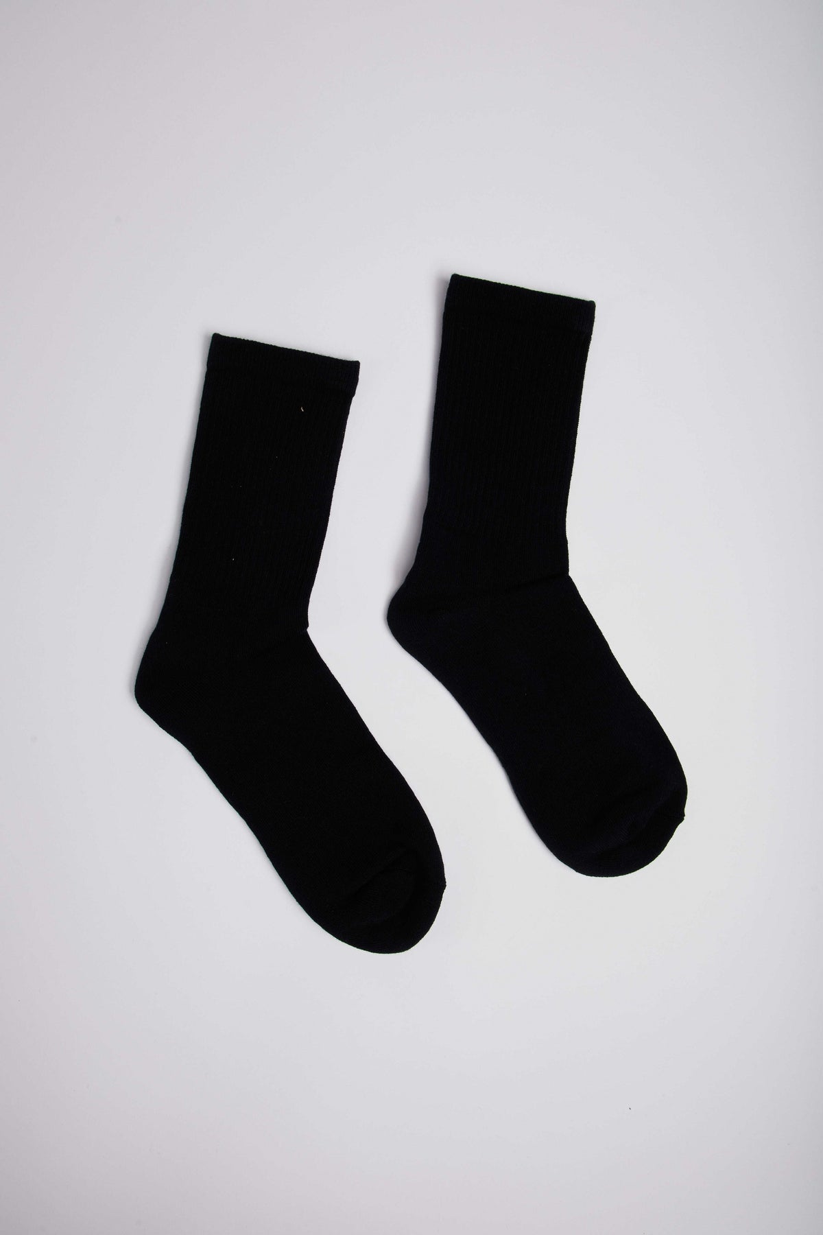 Men Socks Classic Cotton Plain Crew Black