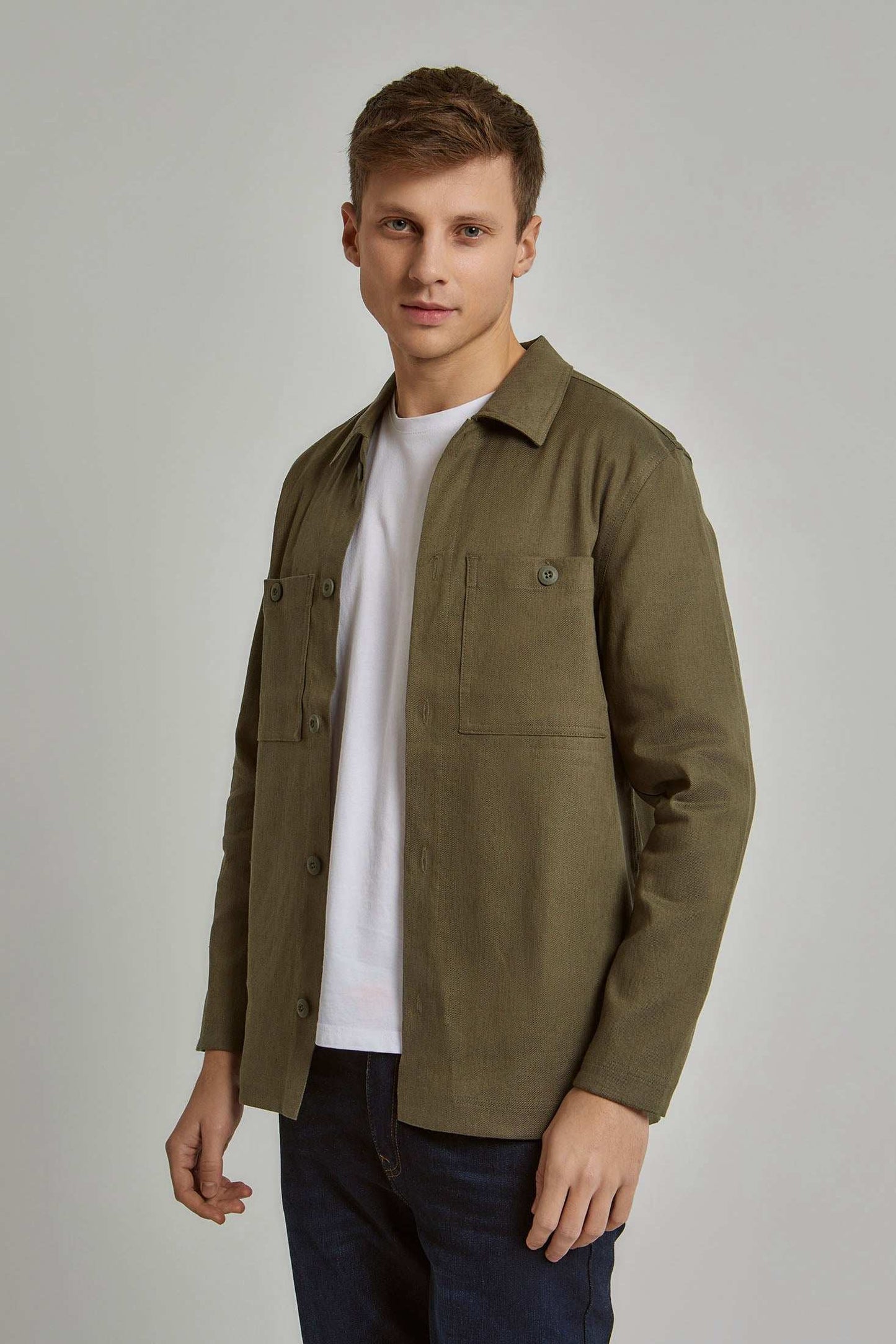 Men Regular Fit Over Shirt - Green