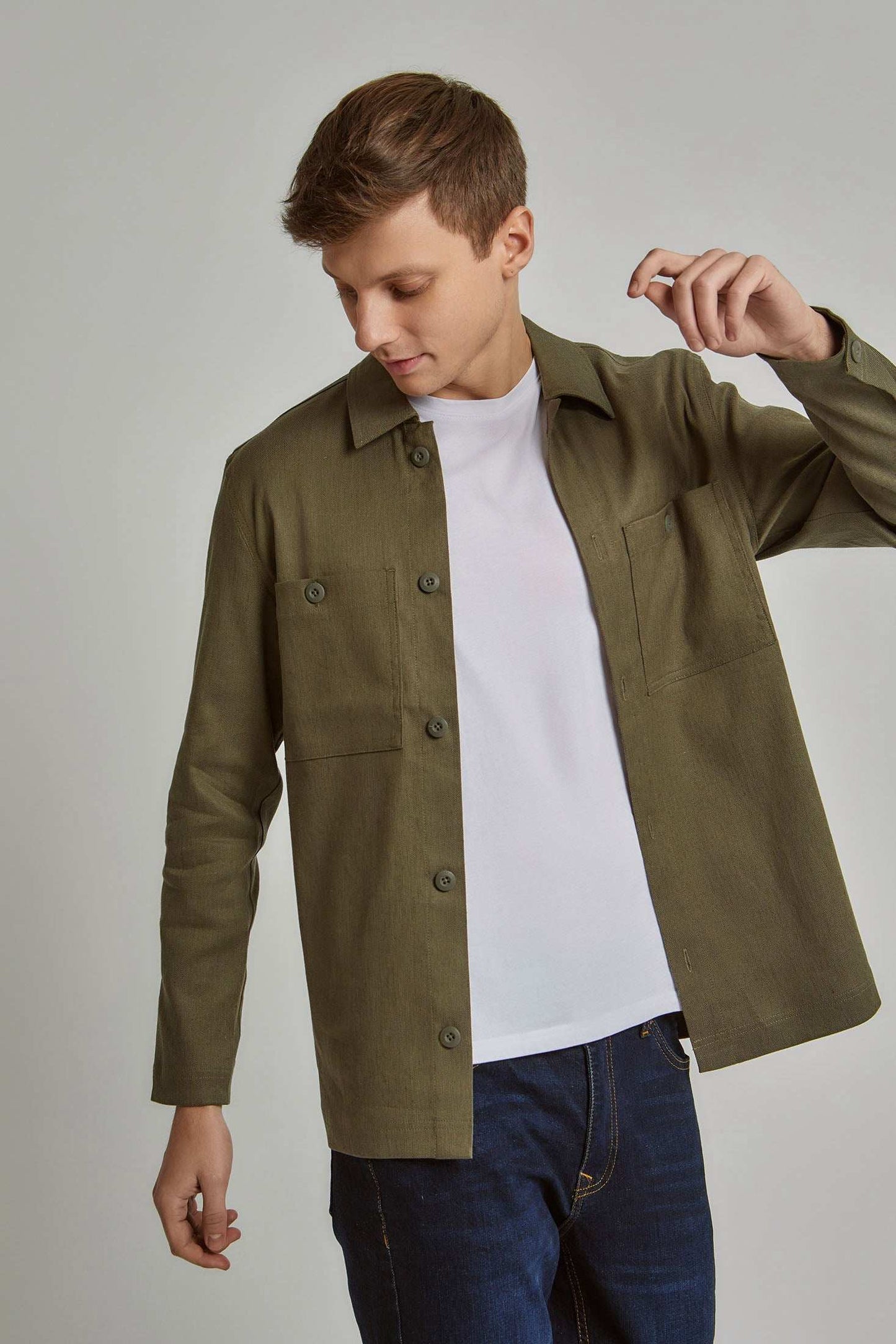Men Regular Fit Over Shirt - Green
