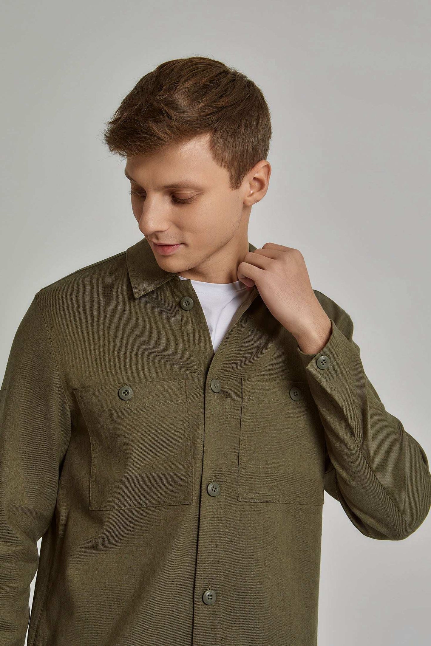 Men Regular Fit Over Shirt - Green