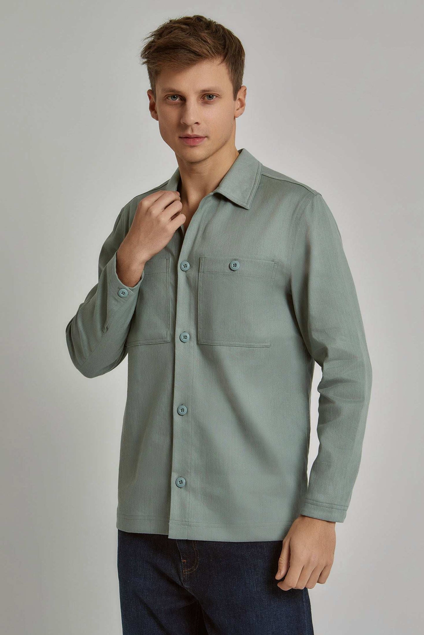 Men Regular Fit Over Shirt - Green