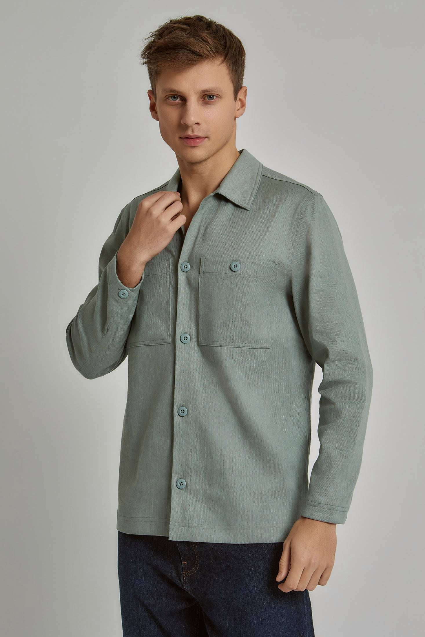 Men Regular Fit Over Shirt - Green