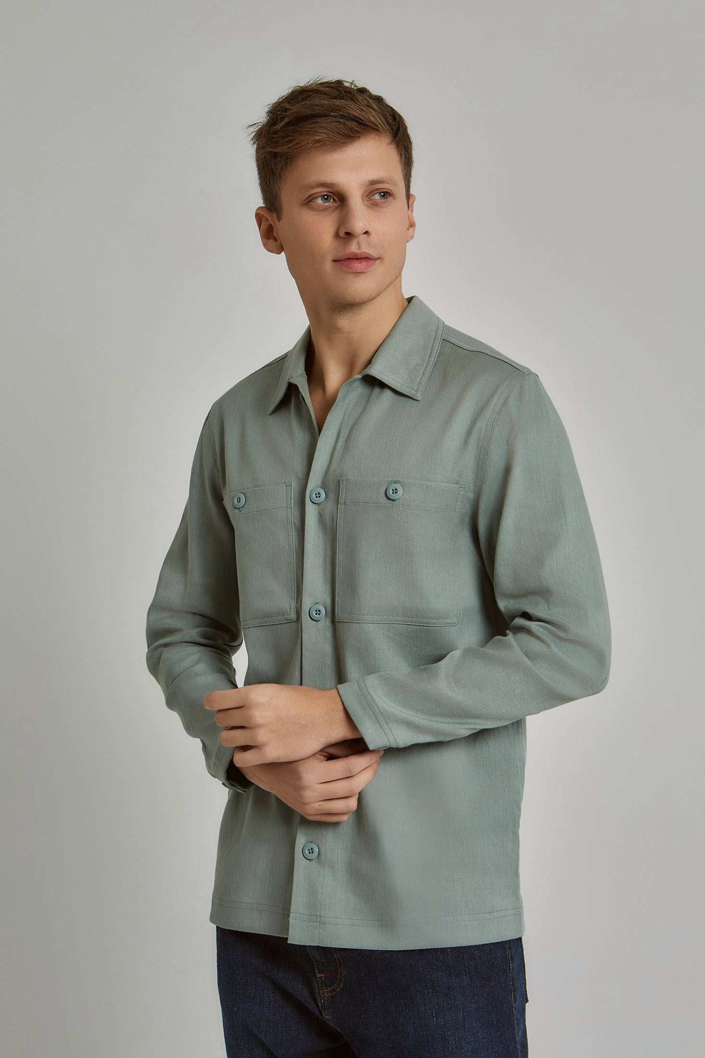 Men Regular Fit Over Shirt - Green