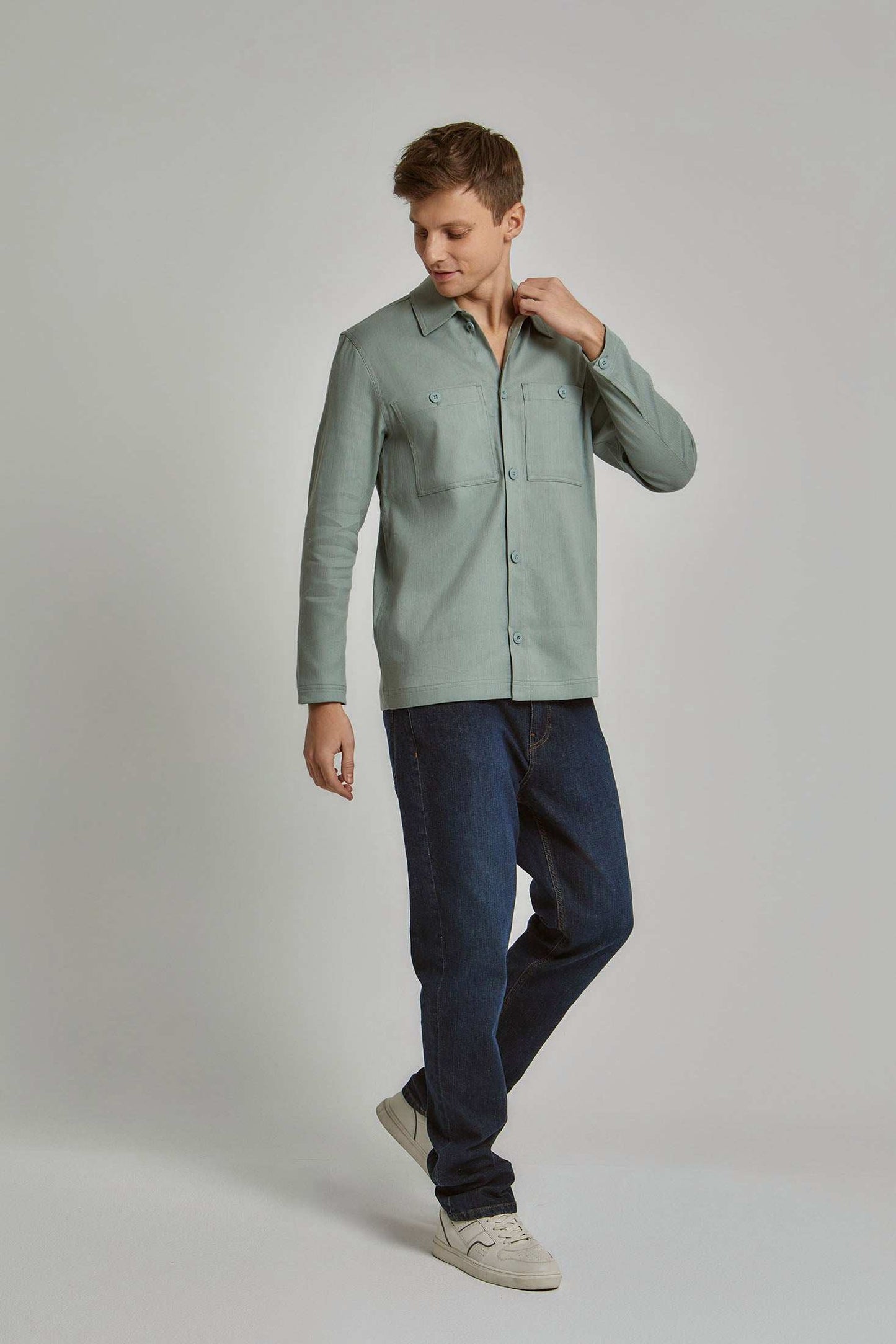 Men Regular Fit Over Shirt - Green