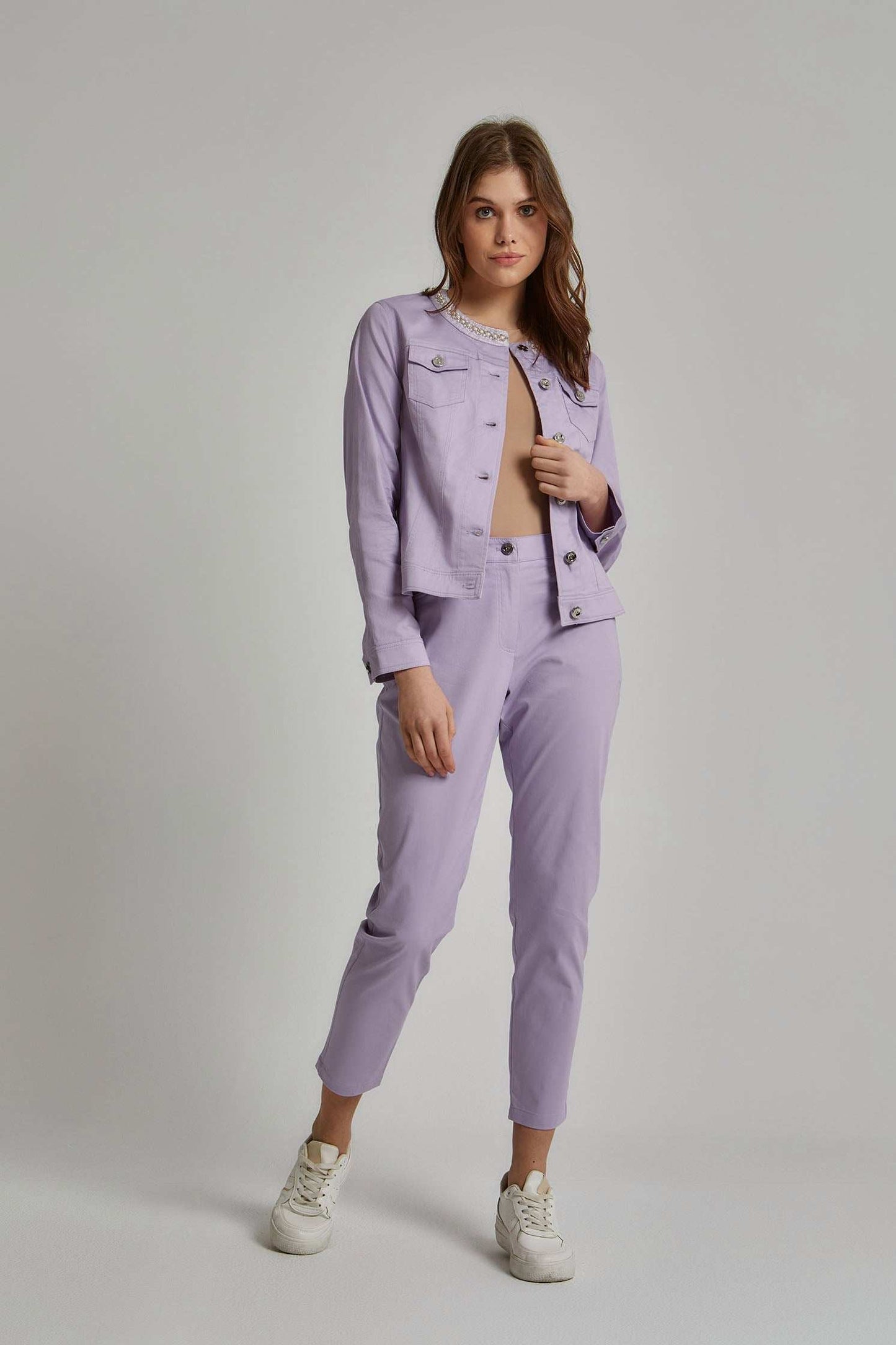 بنطال نسائي عادي - أبيض أصفر