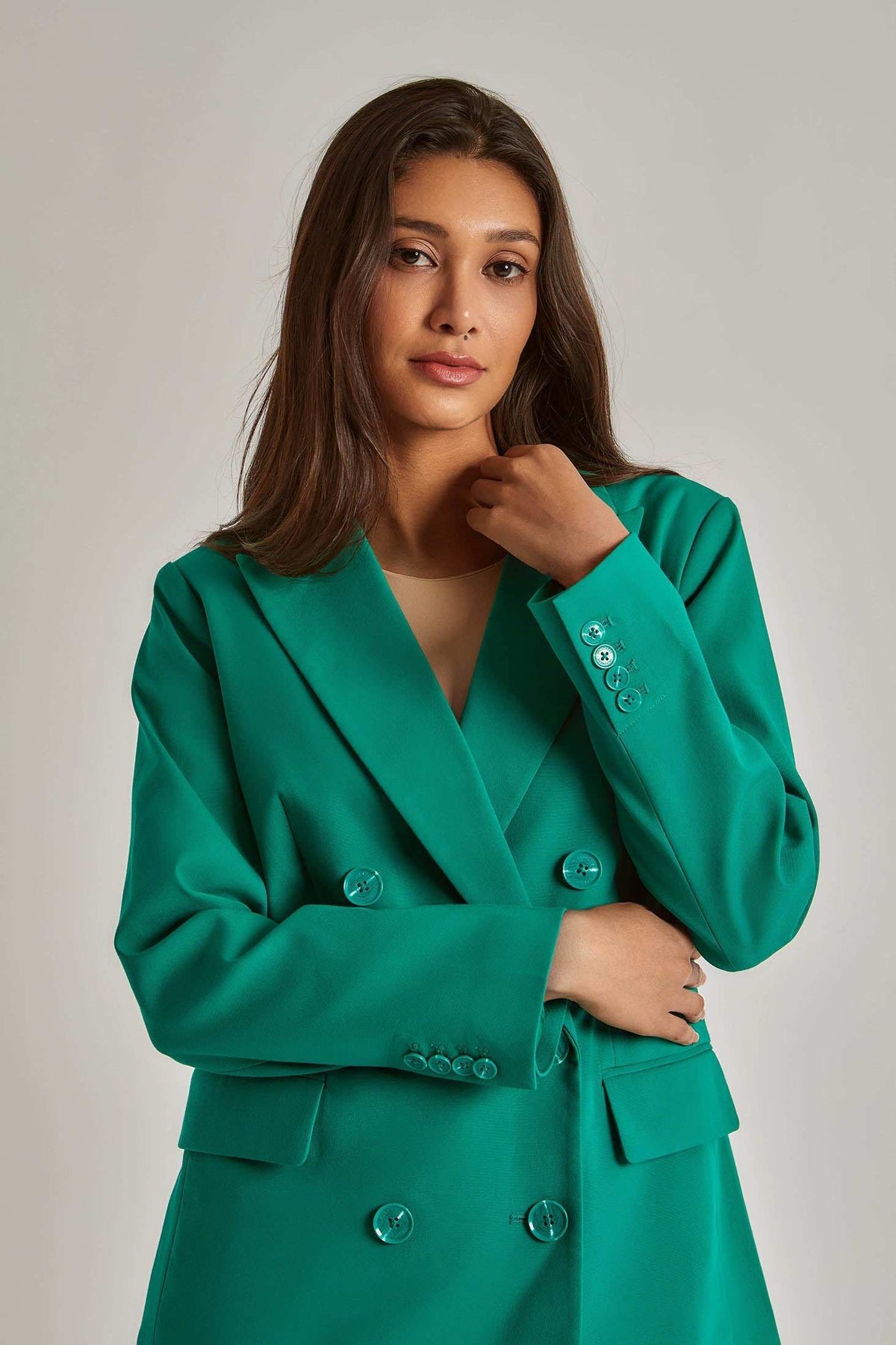 Women Regular Fit Blazer - Green