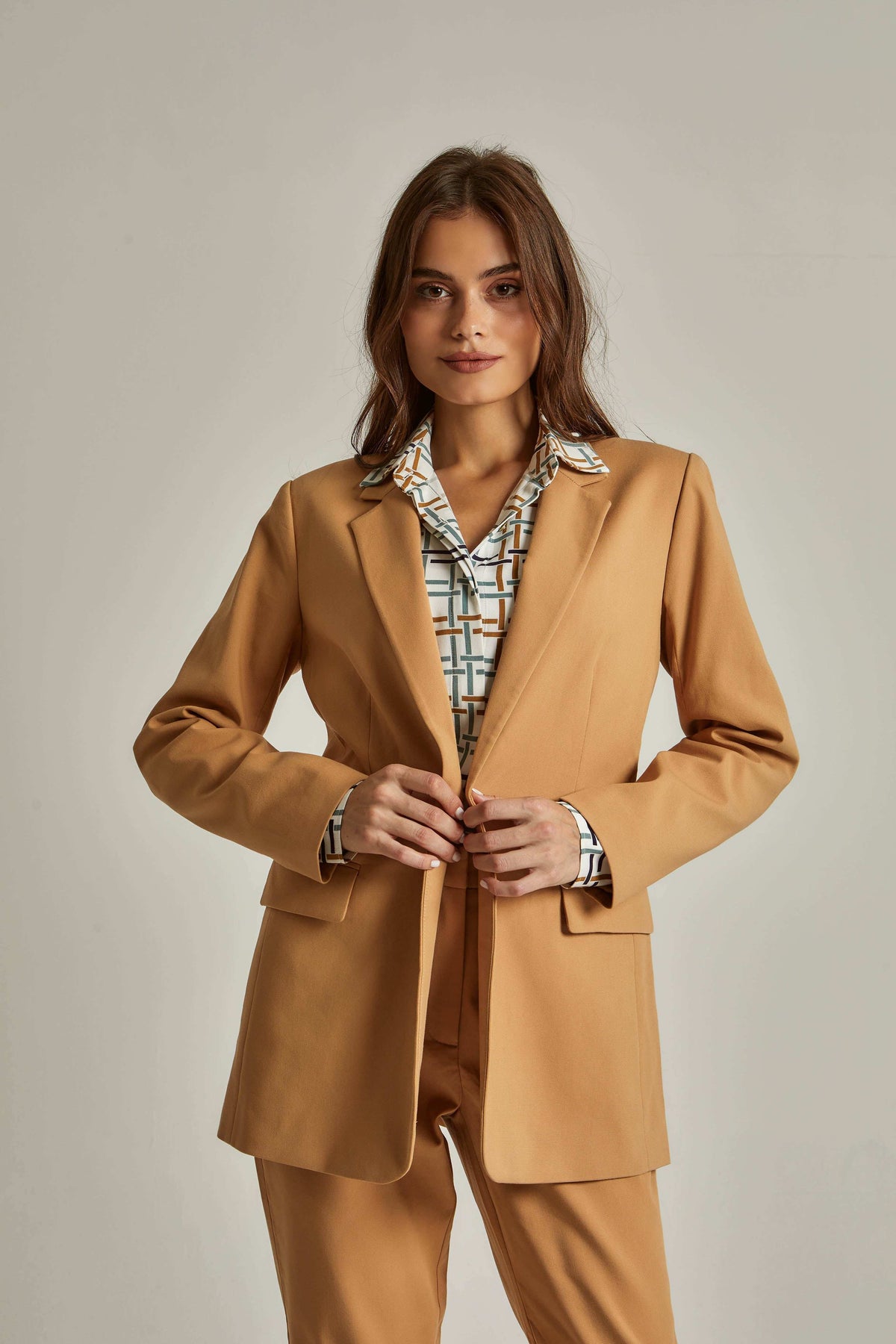 Women Regular Fit Blazer - Brown
