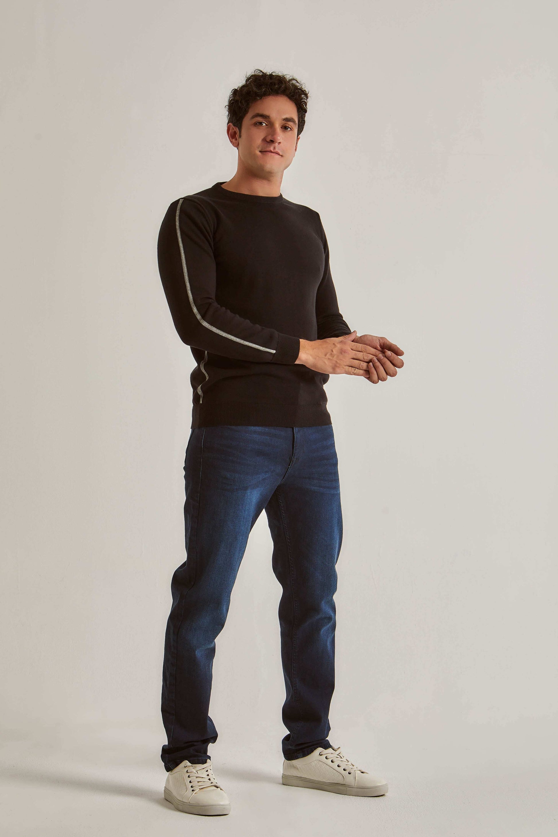 Men Slim Fit Pullover - Black
