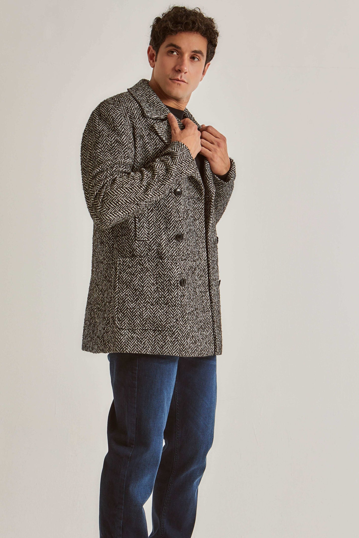 Men Regular Fit Coat - Black