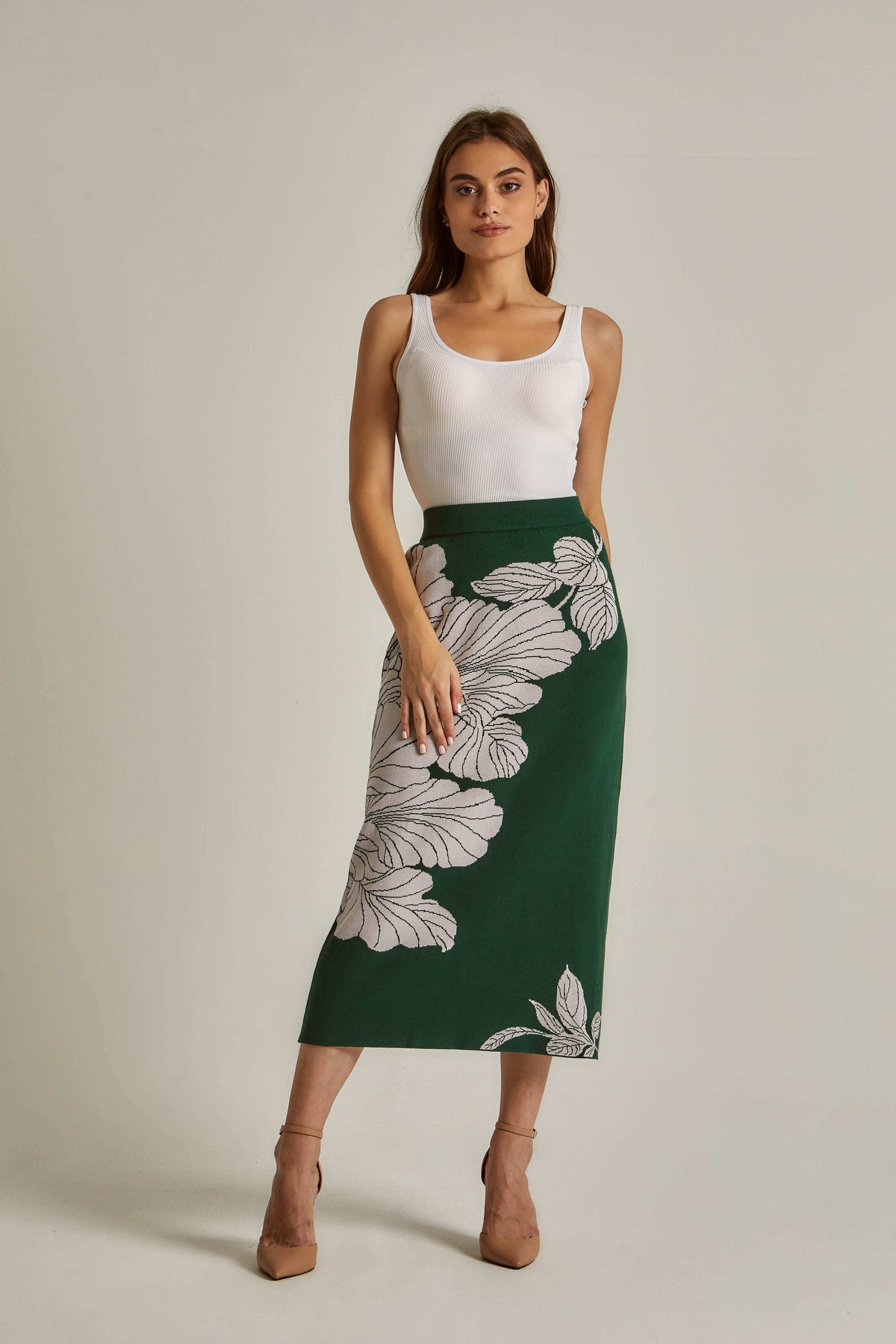 Women Regular Fit Skirt - Printed Green
