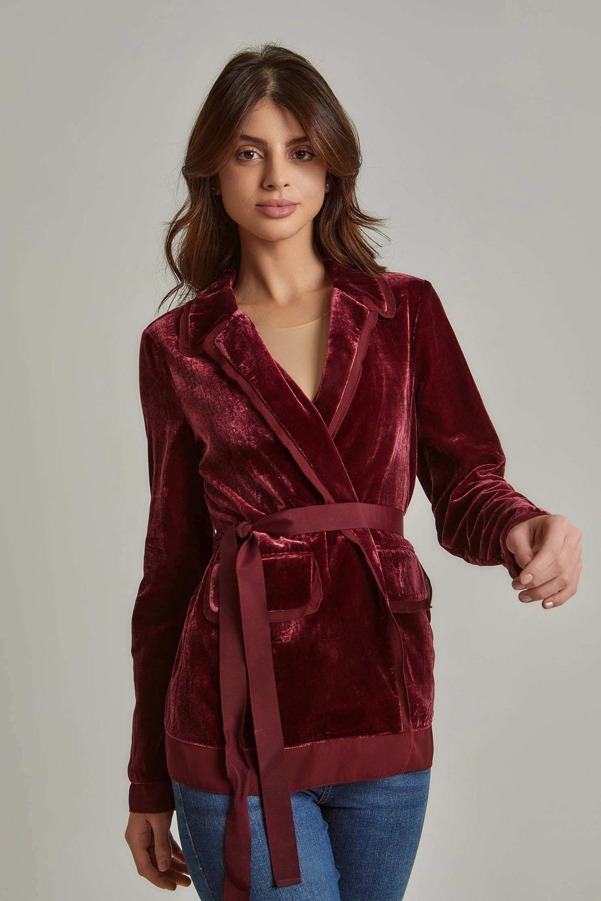 Women Regular Fit Jacket - Burgundy