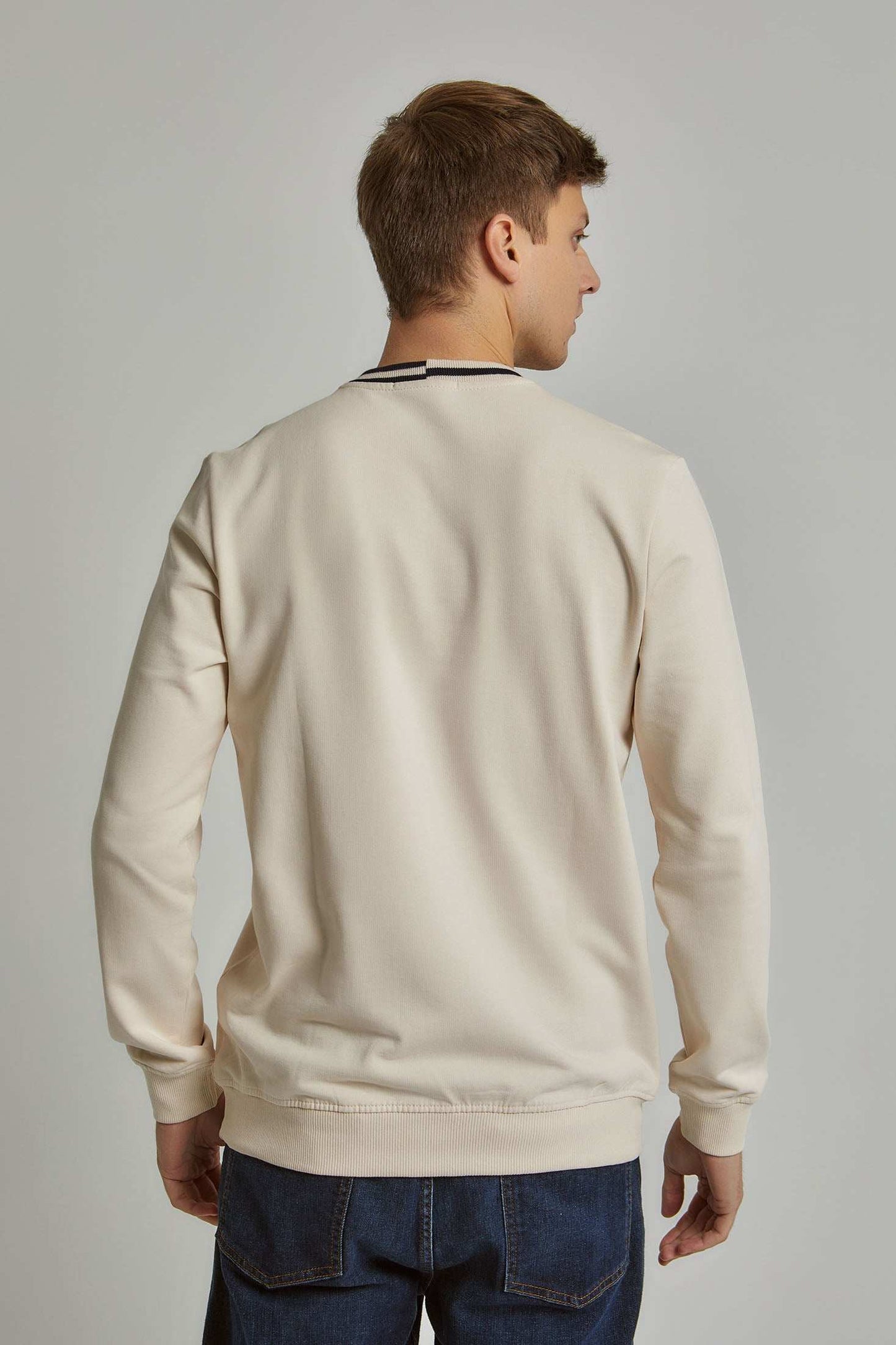 Men Regular Fit Sweat Shirt - Off White