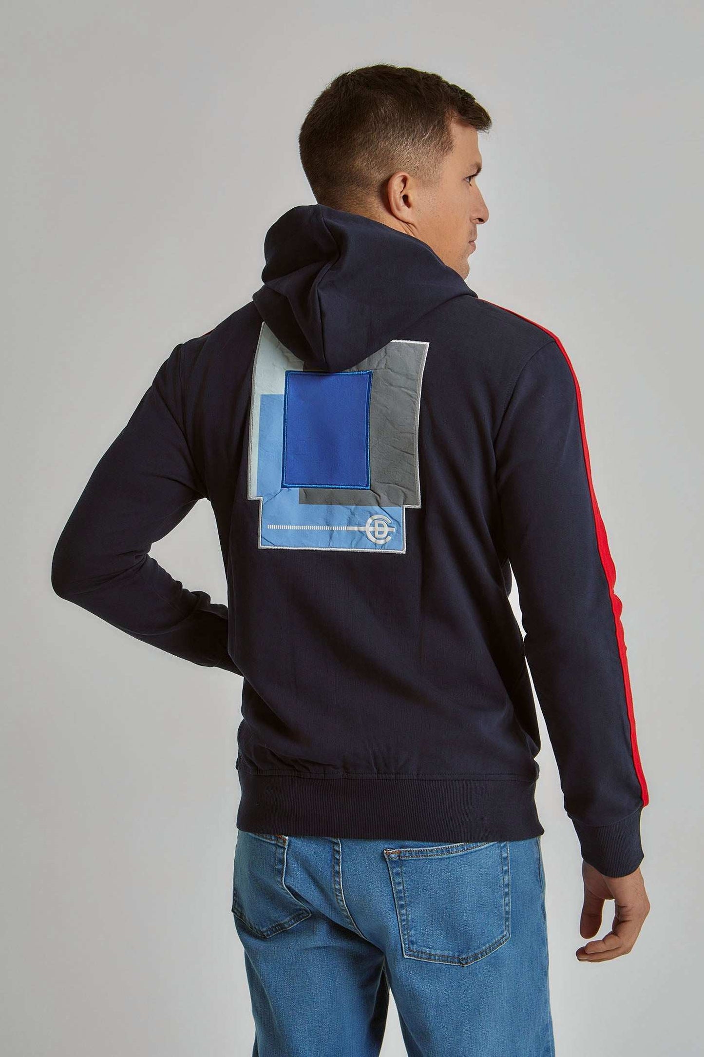 Men Regular Fit Sweat Jacket - Navy