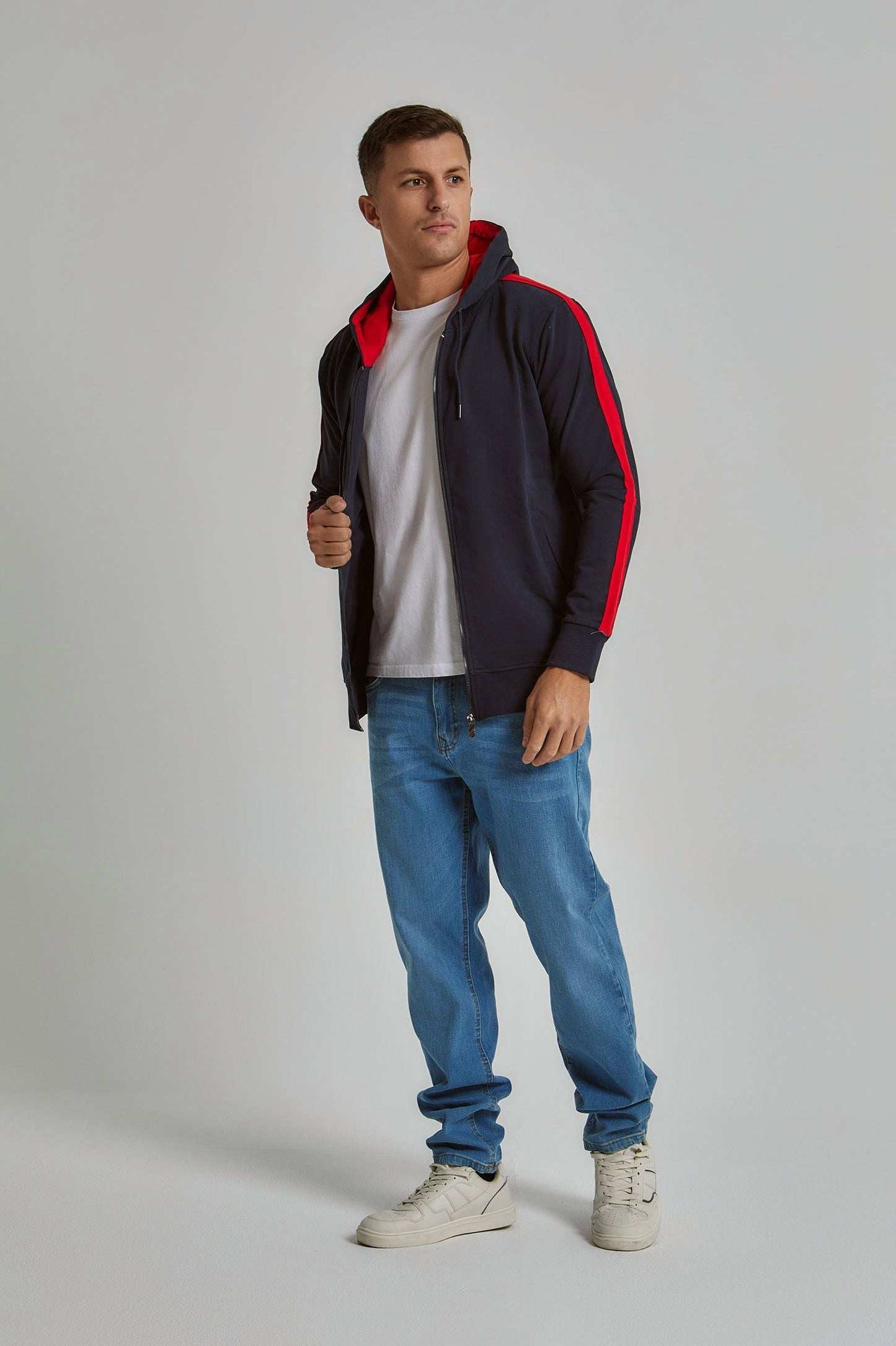 Men Regular Fit Sweat Jacket - Navy