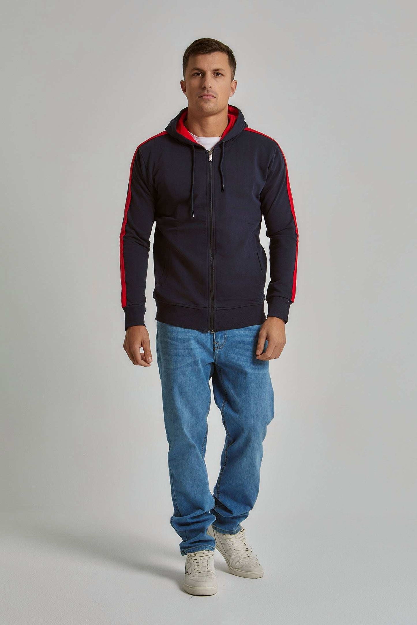 Men Regular Fit Sweat Jacket - Navy