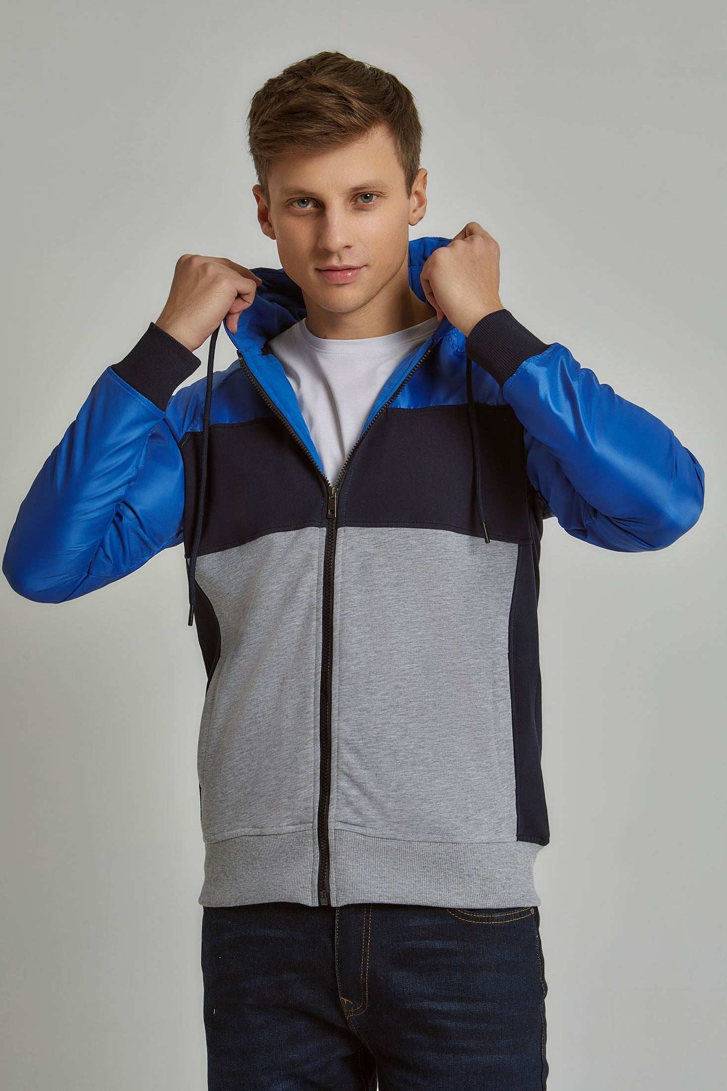 Men Regular Fit Sweat Jacket - Multicolorcolor