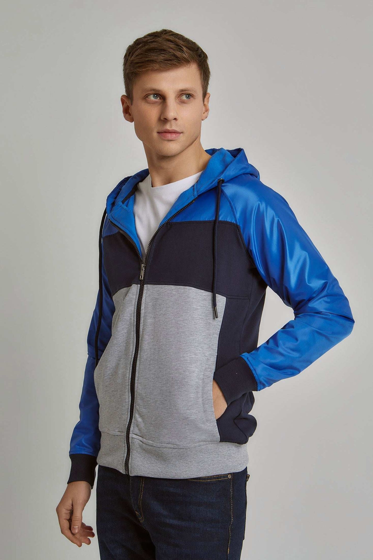 Men Regular Fit Sweat Jacket - Multicolorcolor