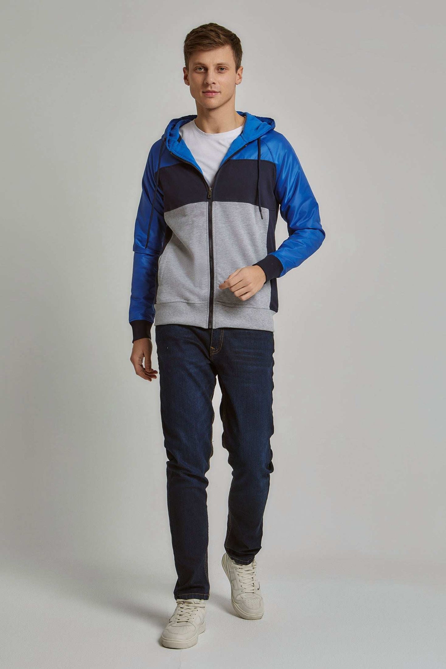 Men Regular Fit Sweat Jacket - Multicolorcolor